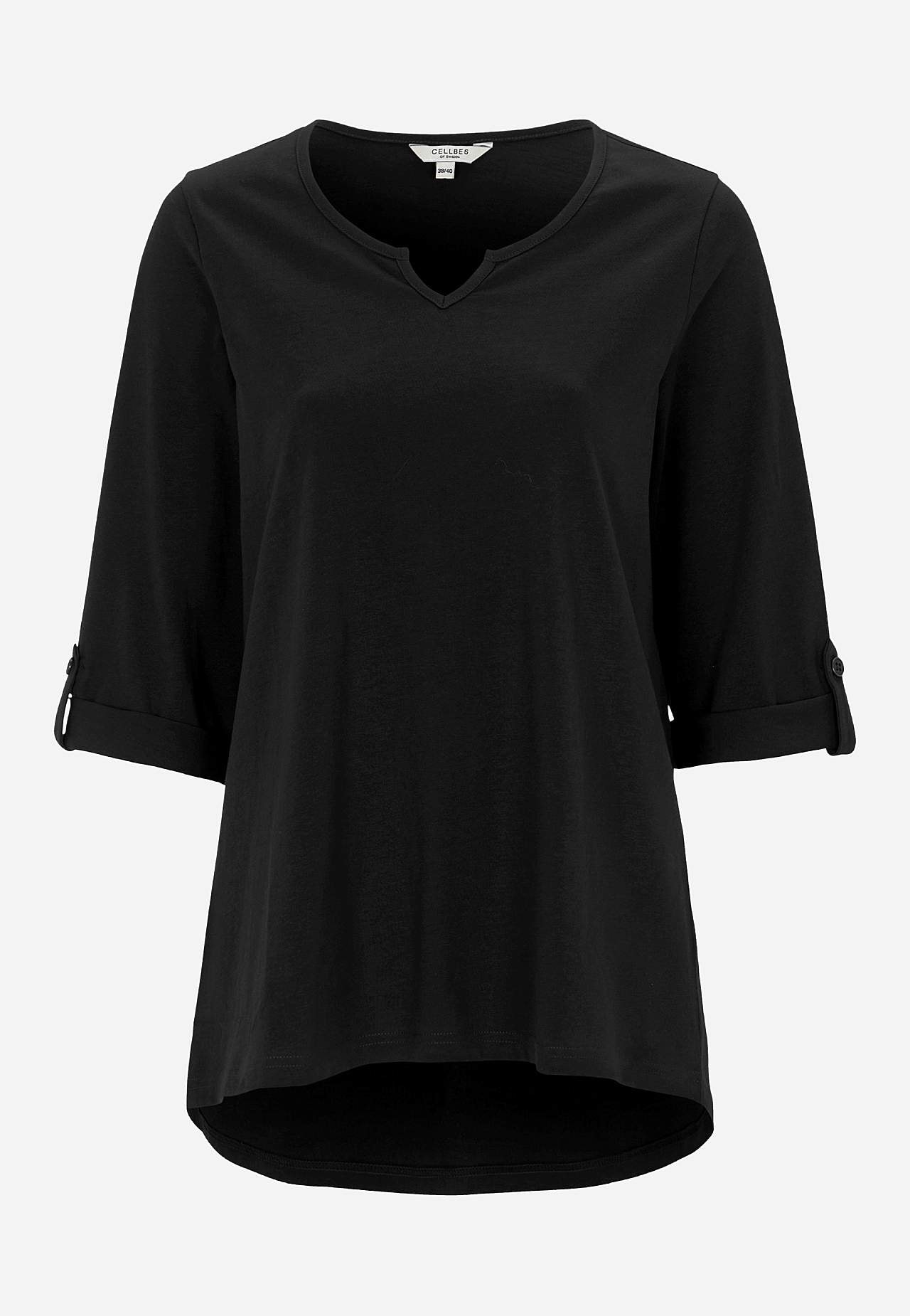 Jerseytop med 3/4 lange ærmer