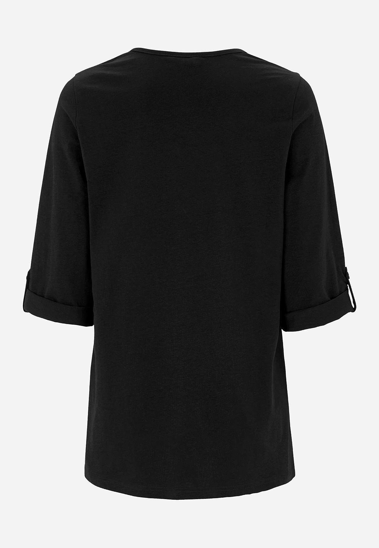 Jerseytop med 3/4 lange ærmer