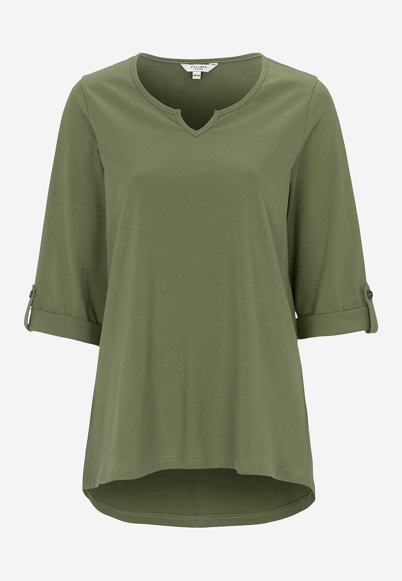Jerseytop med 3/4 lange ærmer