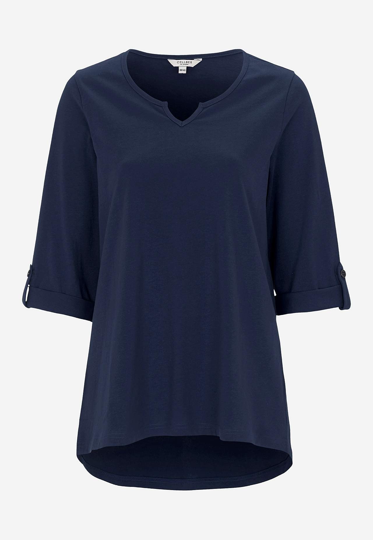 Jerseytop med 3/4 lange ærmer