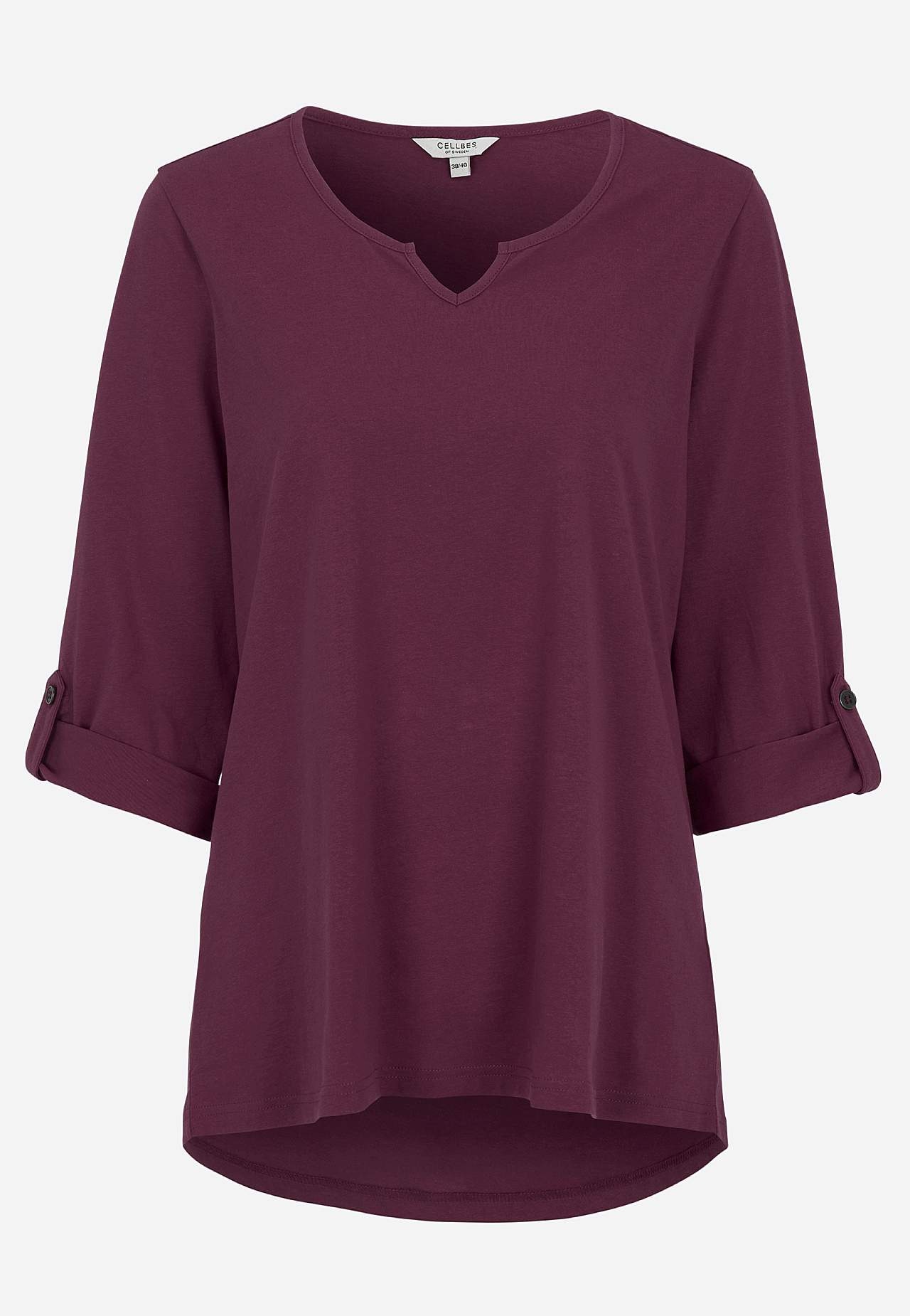 Jerseytop med 3/4 lange ærmer