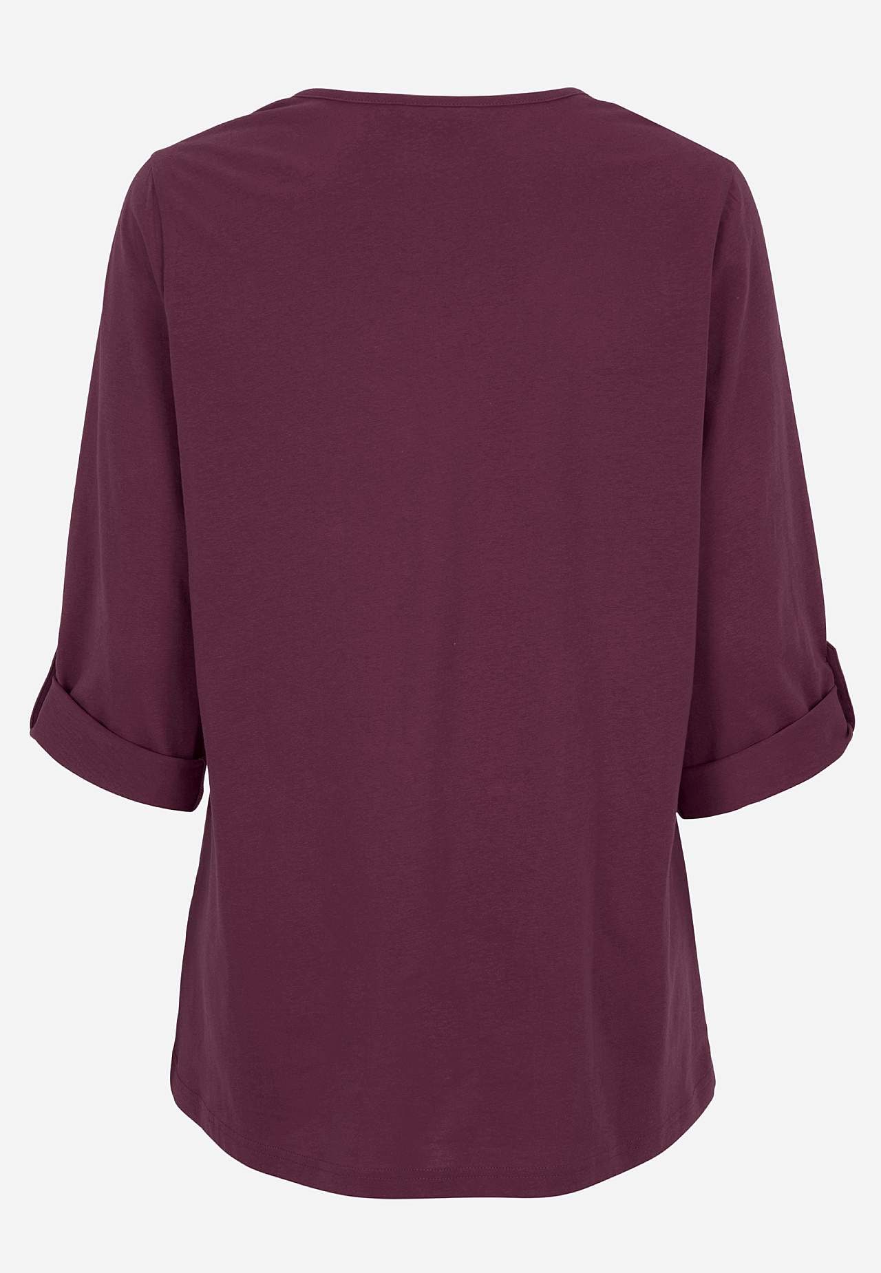 Jerseytop med 3/4 lange ærmer