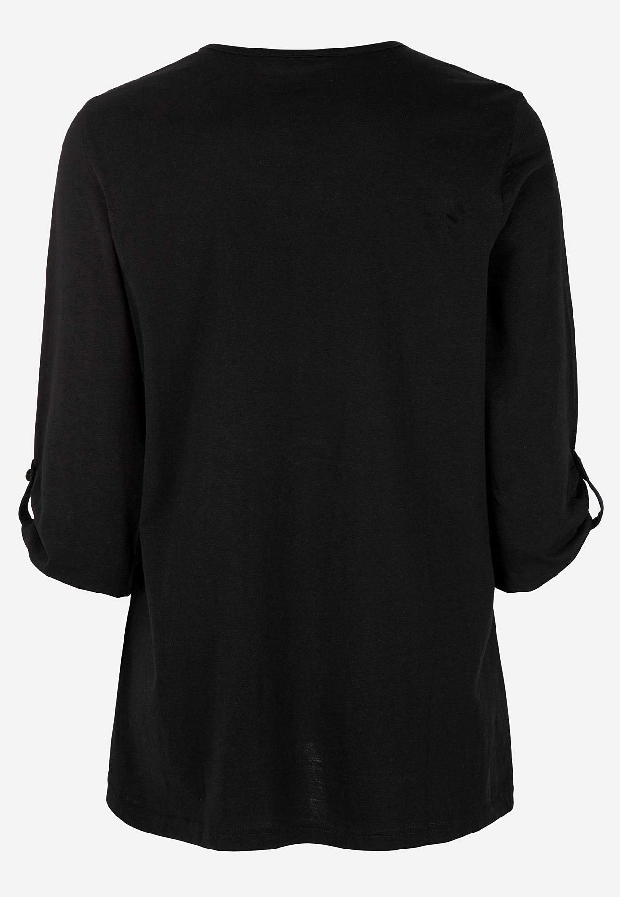 Jerseytop med 3/4 lange ærmer