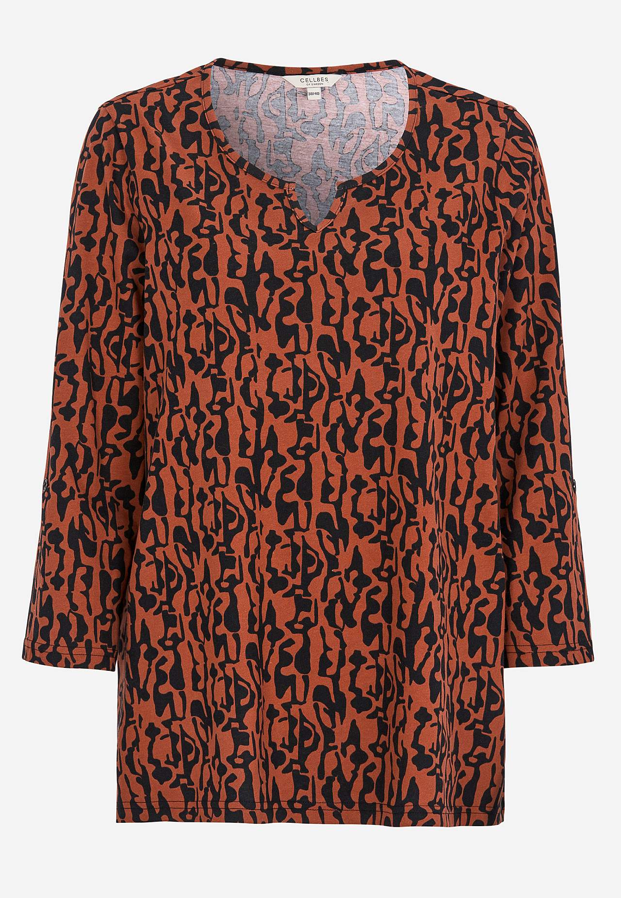 Jerseytop med 3/4 lange ærmer