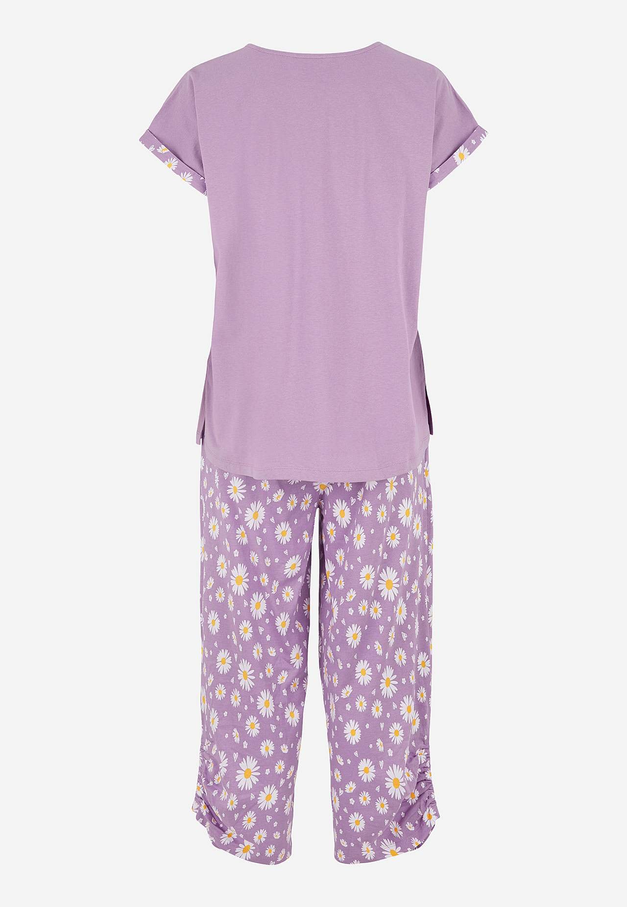 To-delt pyjamas med ensfarvet øvre del