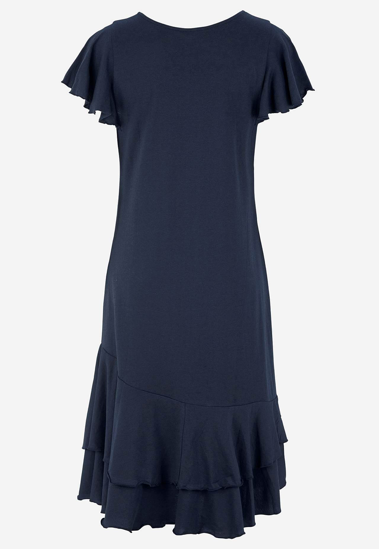 Jerseykjole med volanter