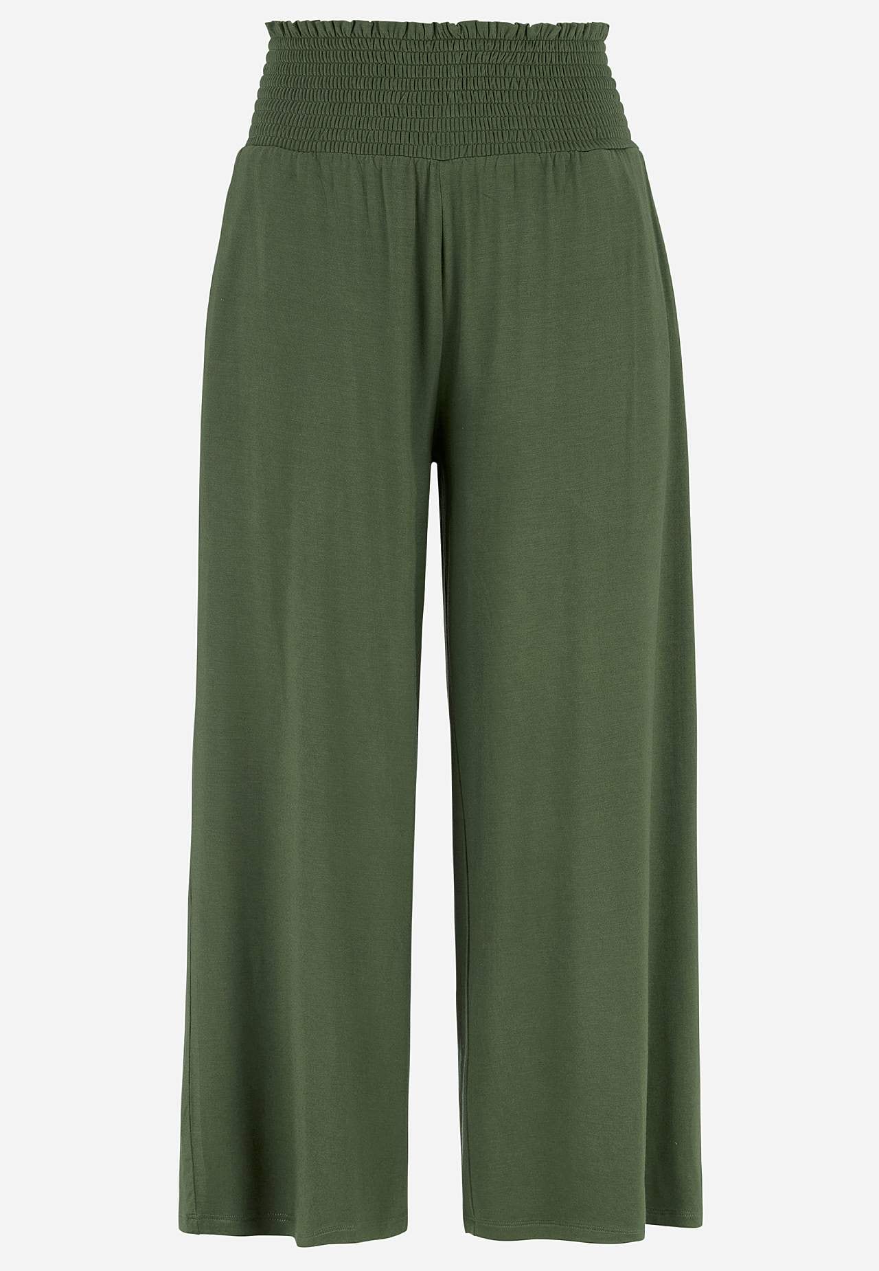 Bløde jerseybukser med smocket elastisk talje Liv