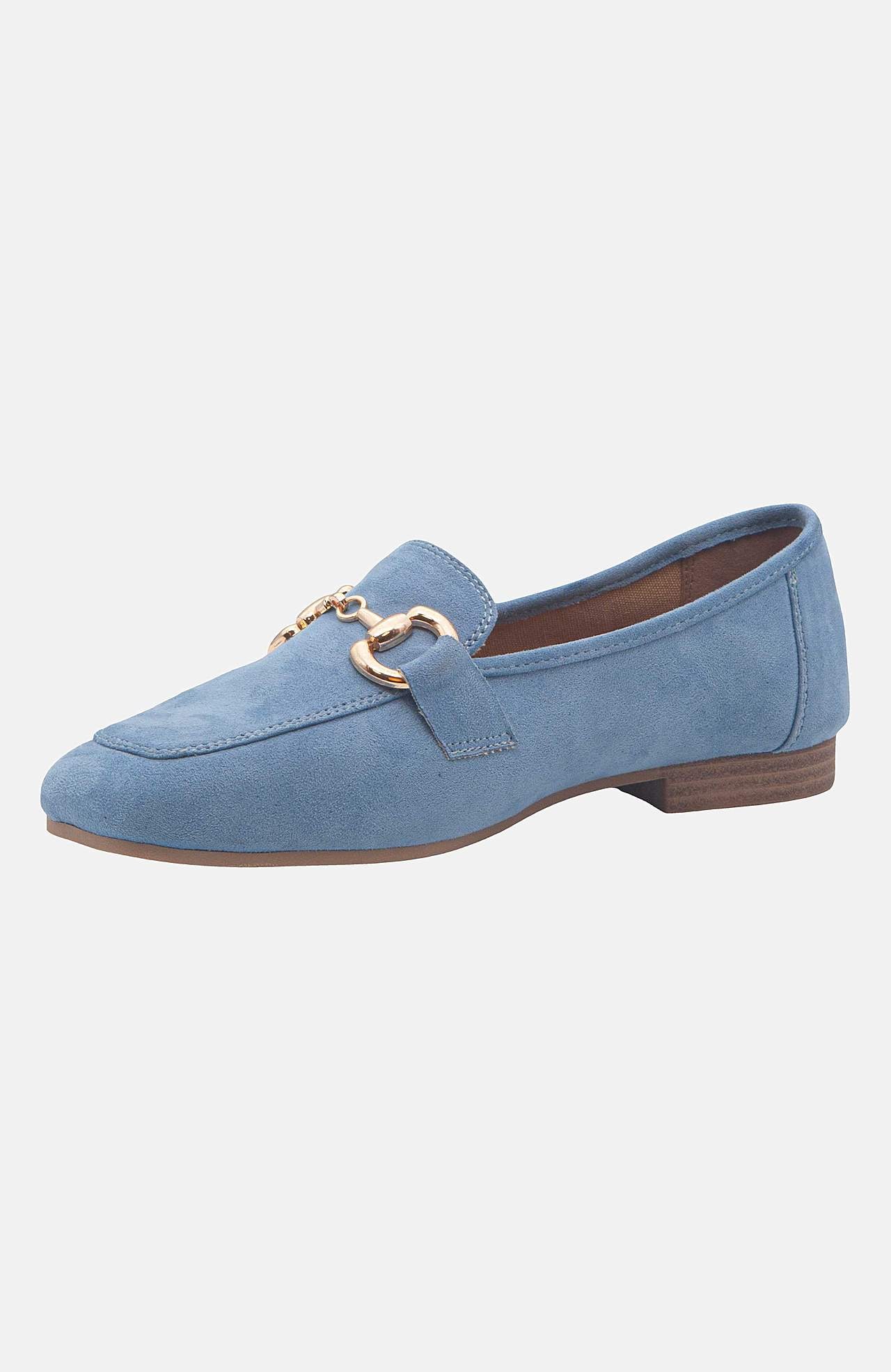 Loafer med metalspænde over foden