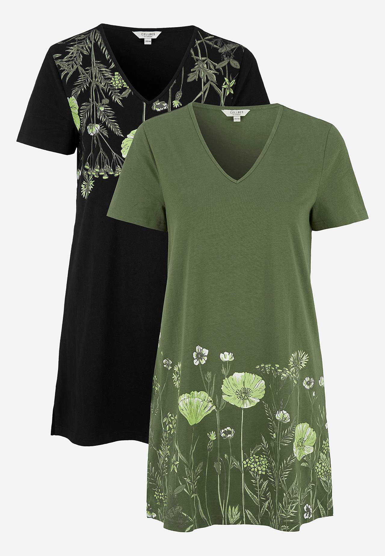 Mønstrede jerseytunikaer Barbro 2-pack