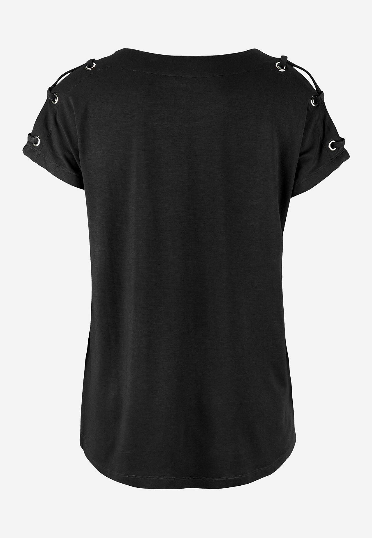 Jerseytop med dekoration på skulderen