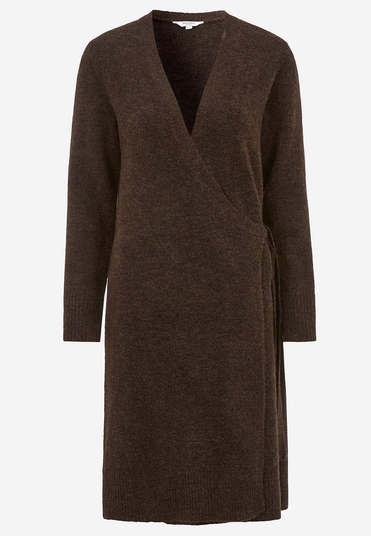 Strikket kjole med slå-om design