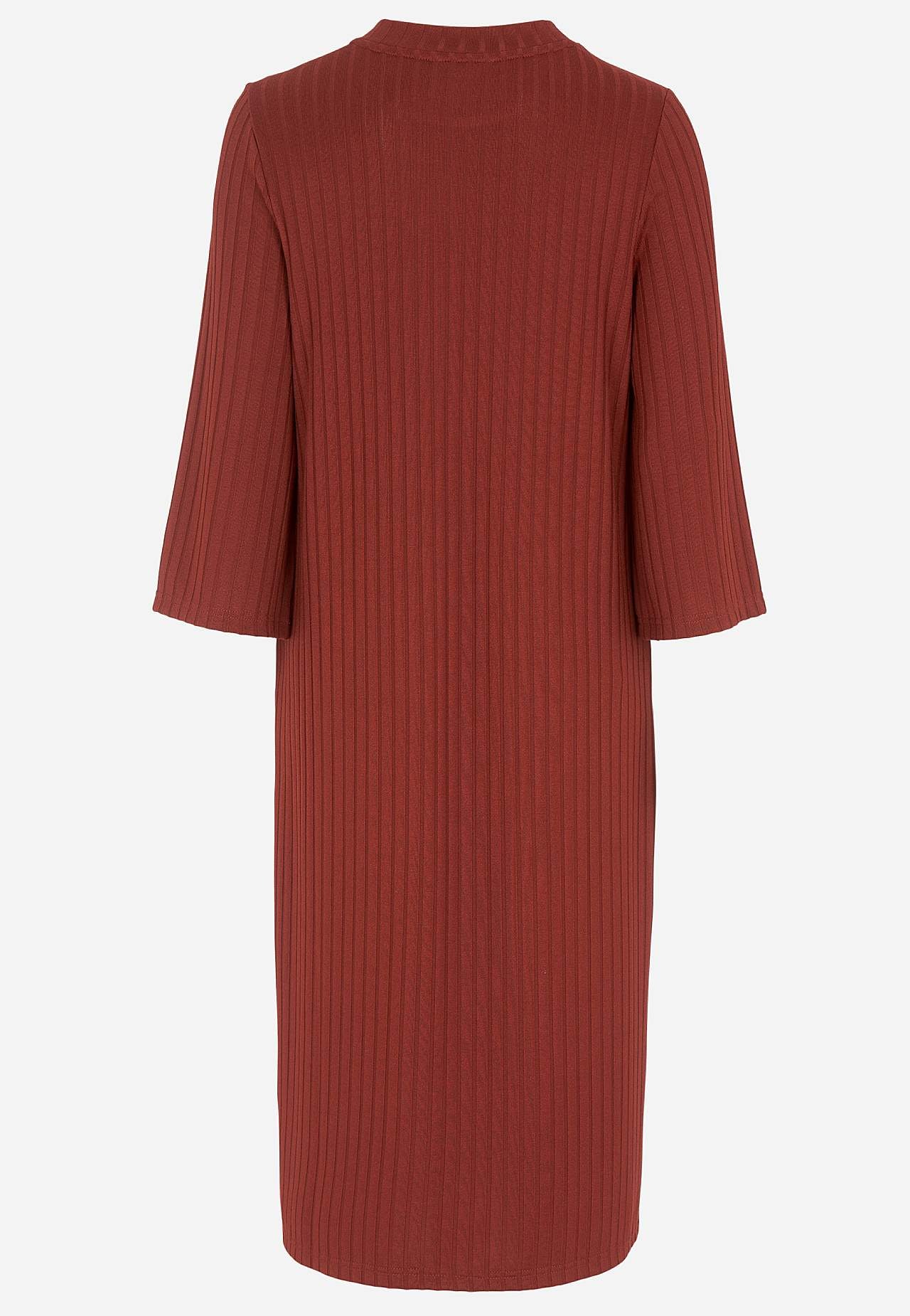 Ribbet jerseykjole med høj slids