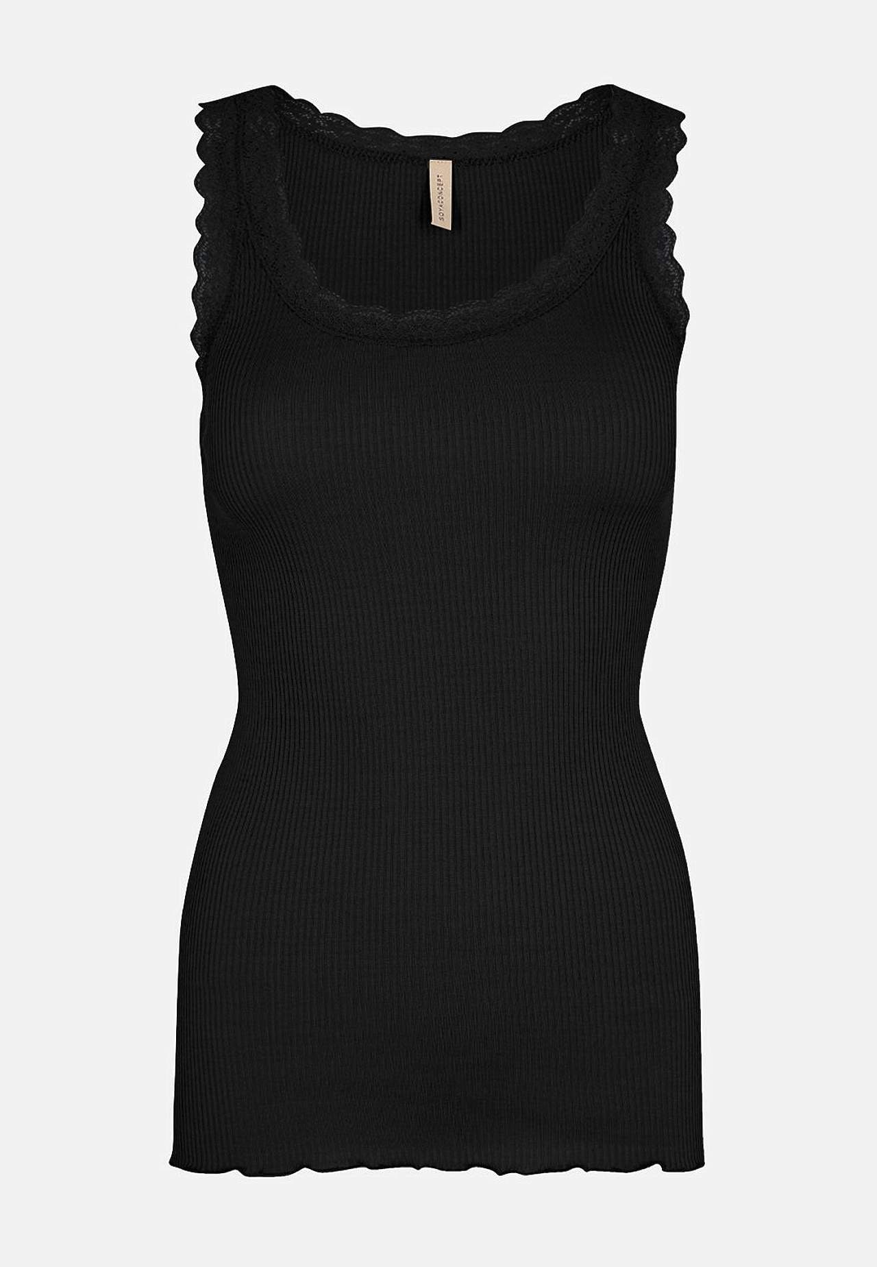 Ribbet singlet i silkemix