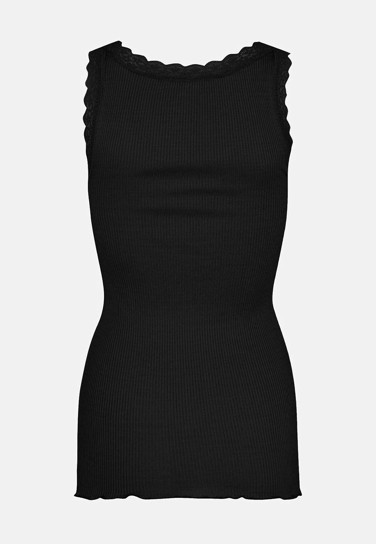 Ribbet singlet i silkemix