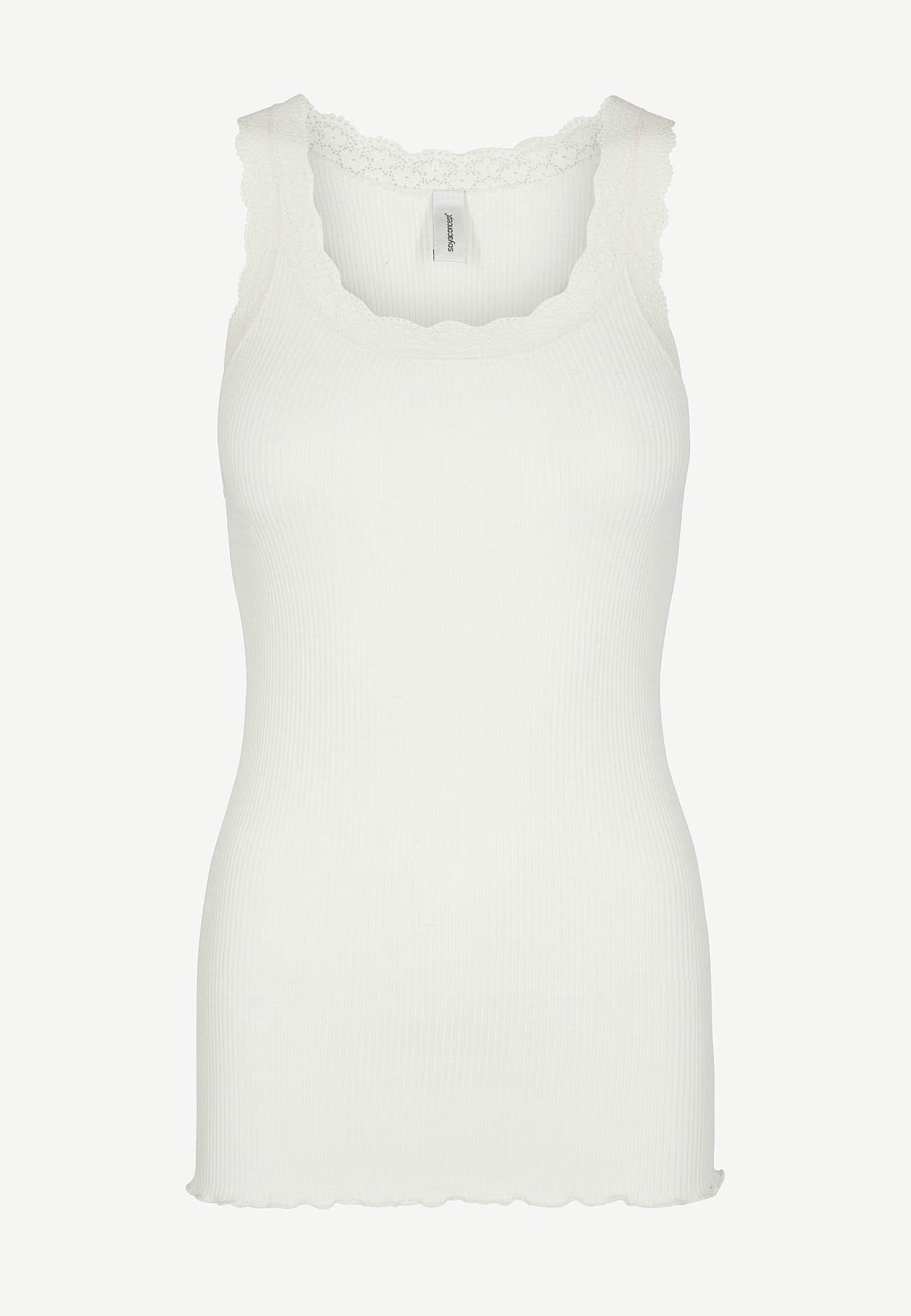 Ribbet singlet i silkemix