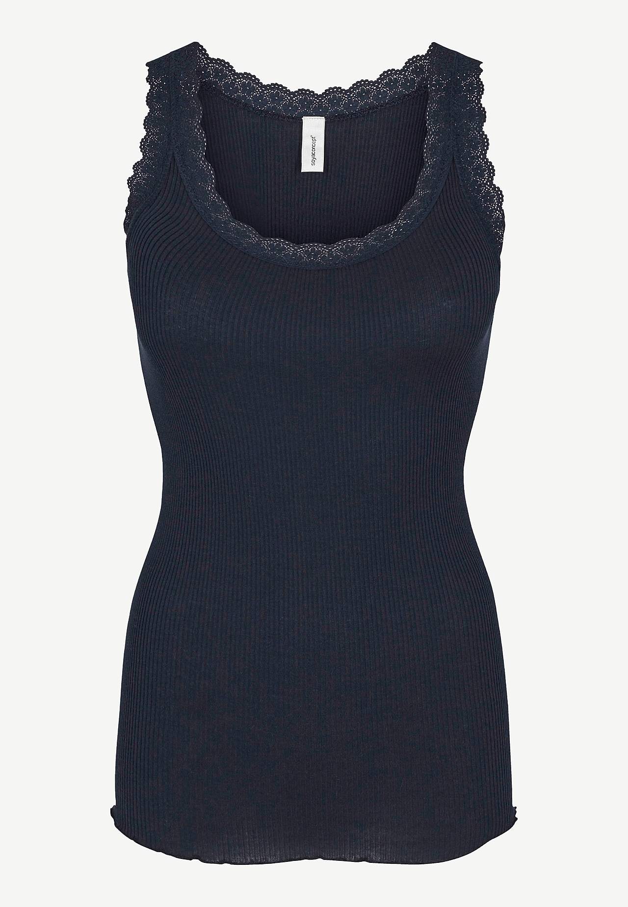 Ribbet singlet i silkemix