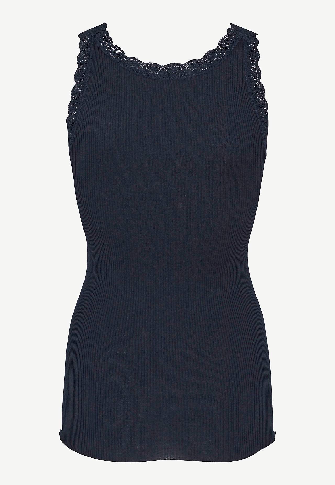 Ribbet singlet i silkemix
