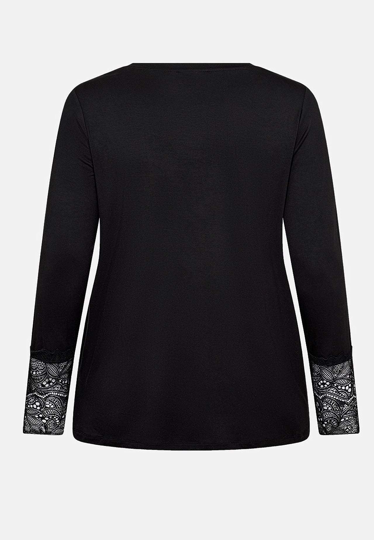 Jerseytop med blonde ved manchetterne