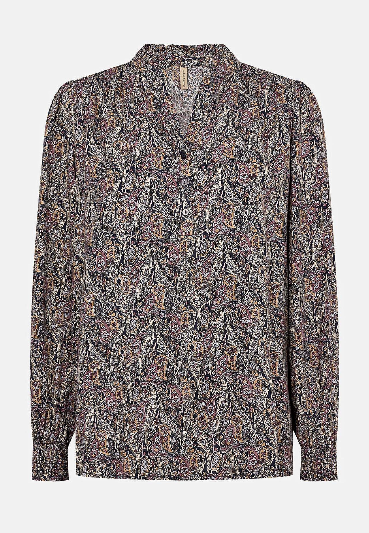 Vævet bluse med knapper