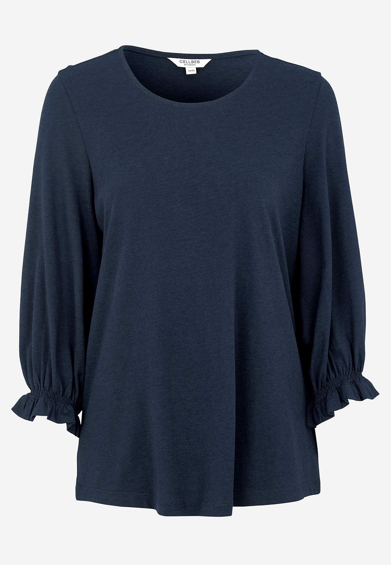 Jerseytop med smockdetalje