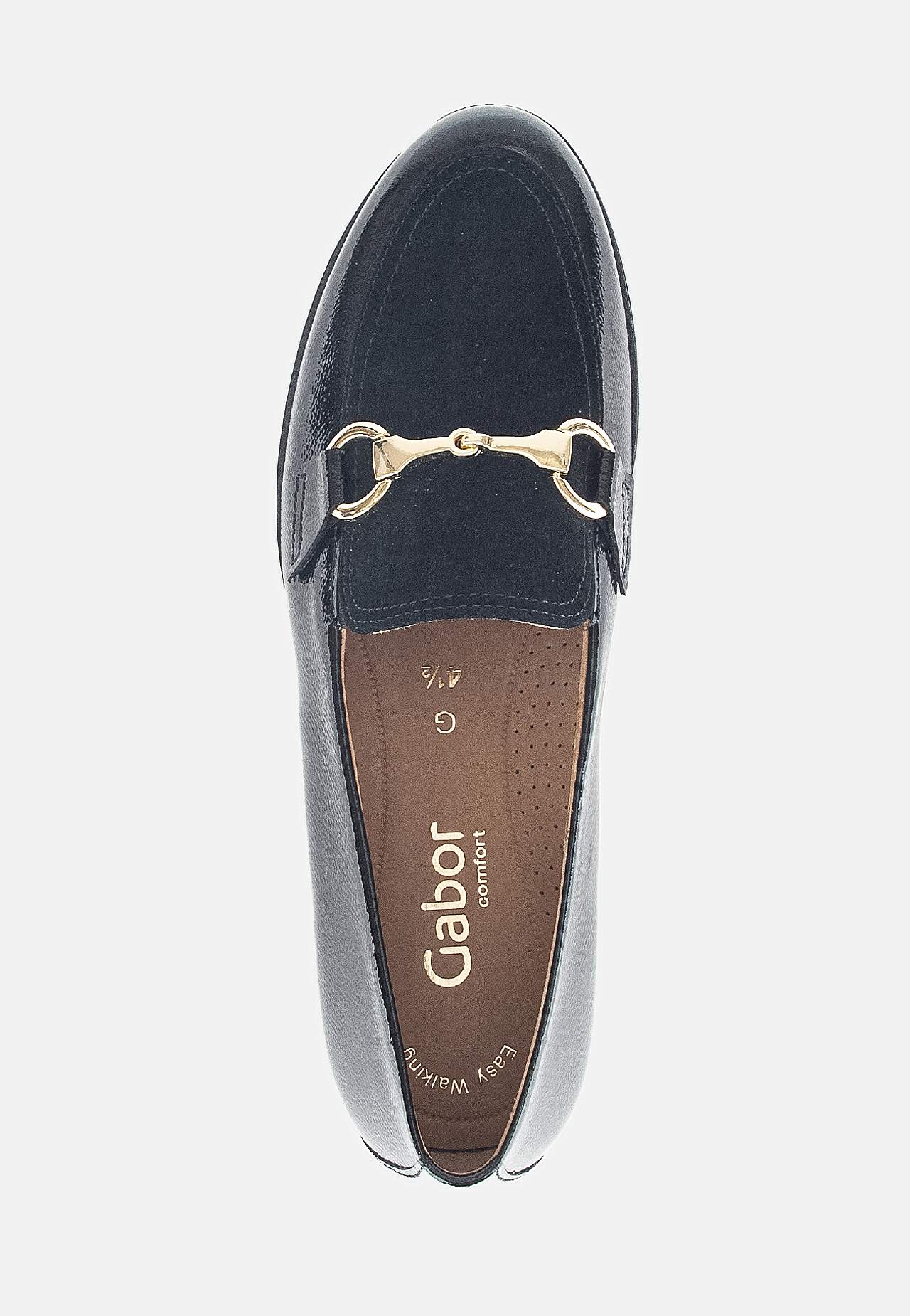 Patent skindloafer med guldspænde