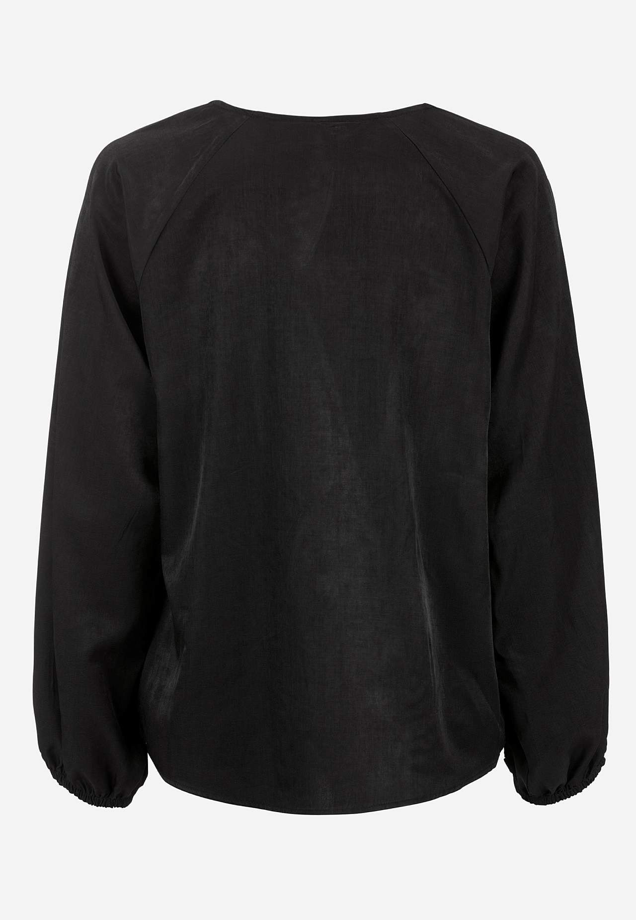Satinbluse med broderi