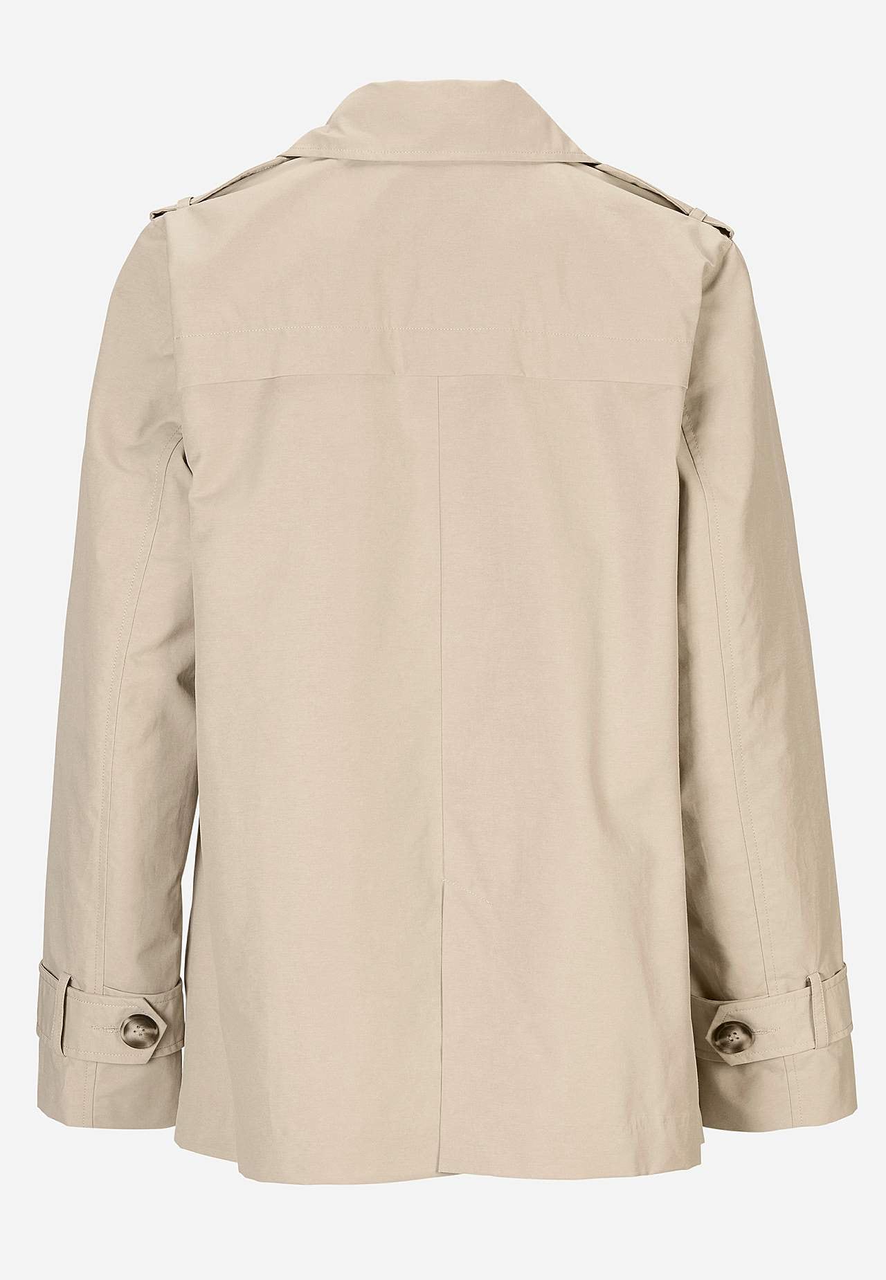 Dobbeltbrystet, kort trenchcoat