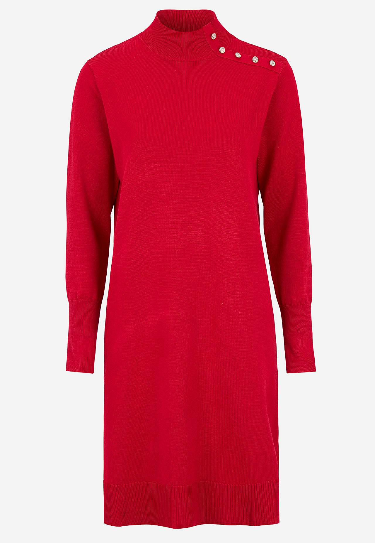 Fintstrikket kjole med rhinstenknapper