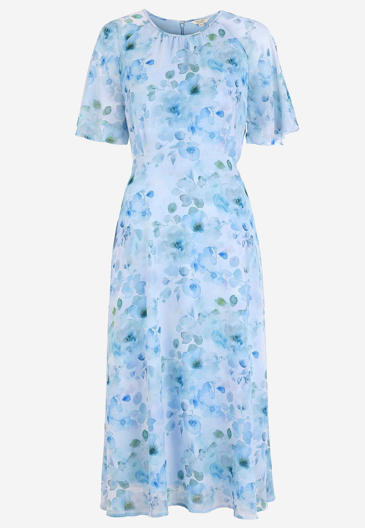 Blomstret chiffon kjole