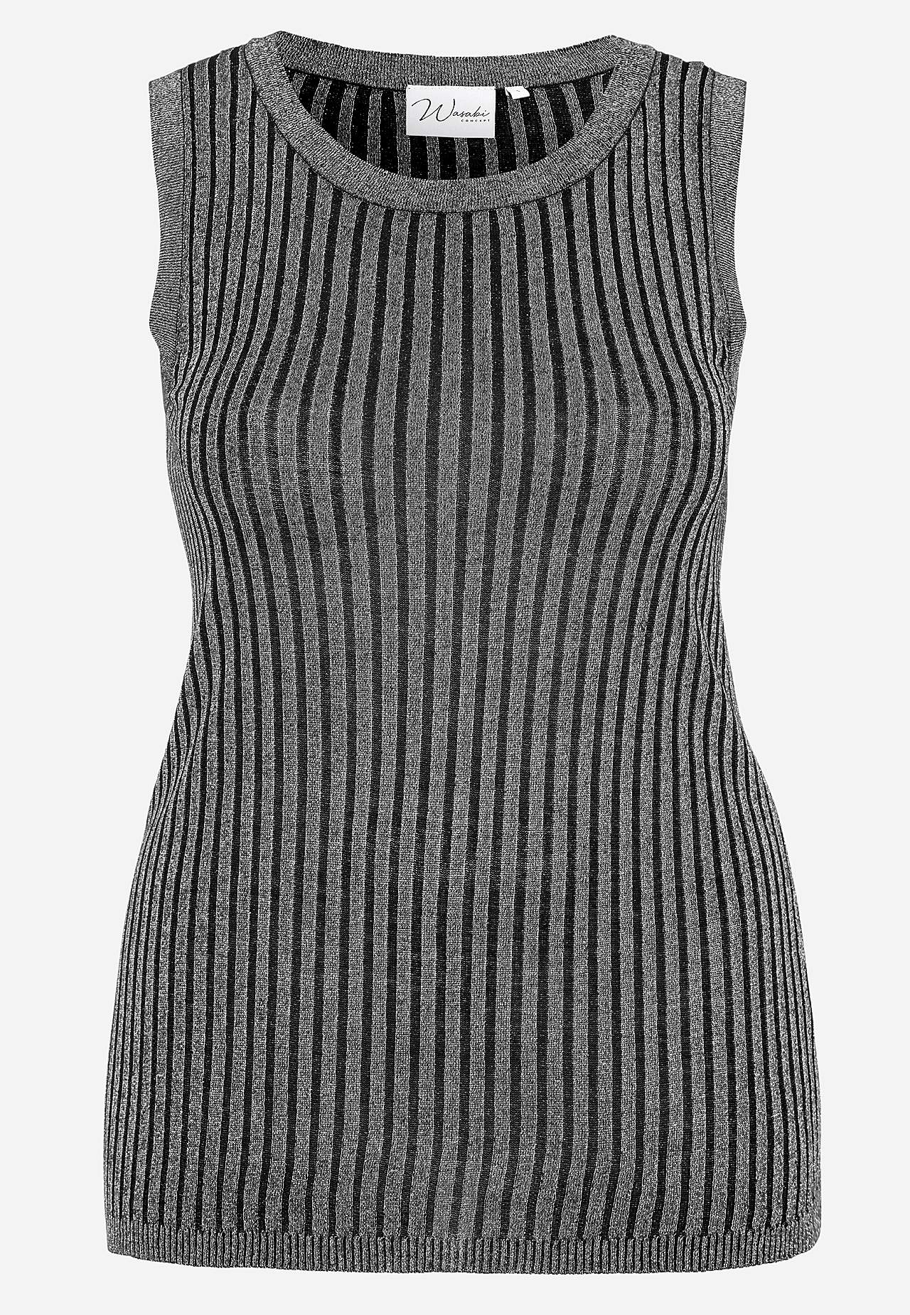 Ribstrikket tanktop med sølvfarvet tråd