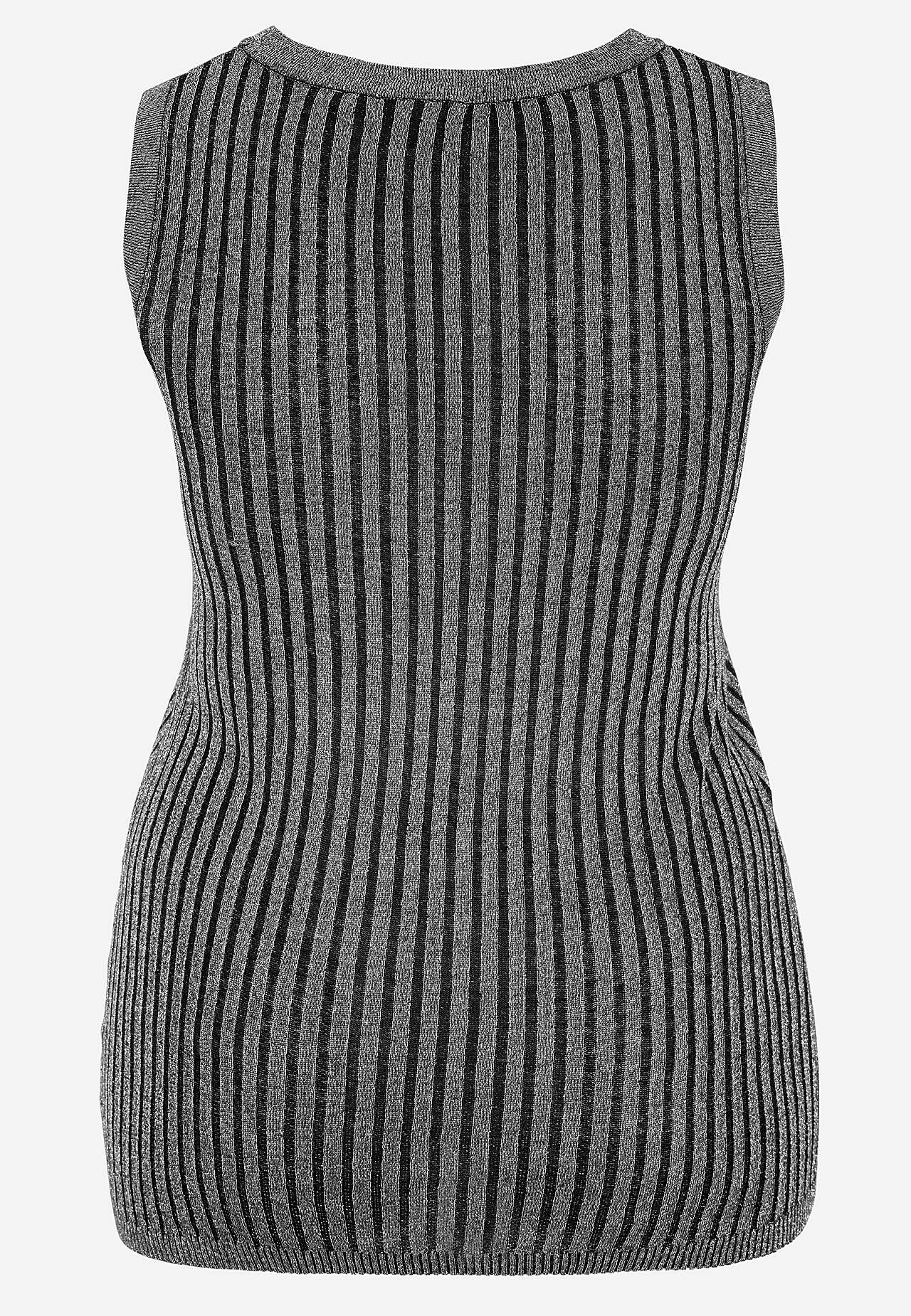 Ribstrikket tanktop med sølvfarvet tråd