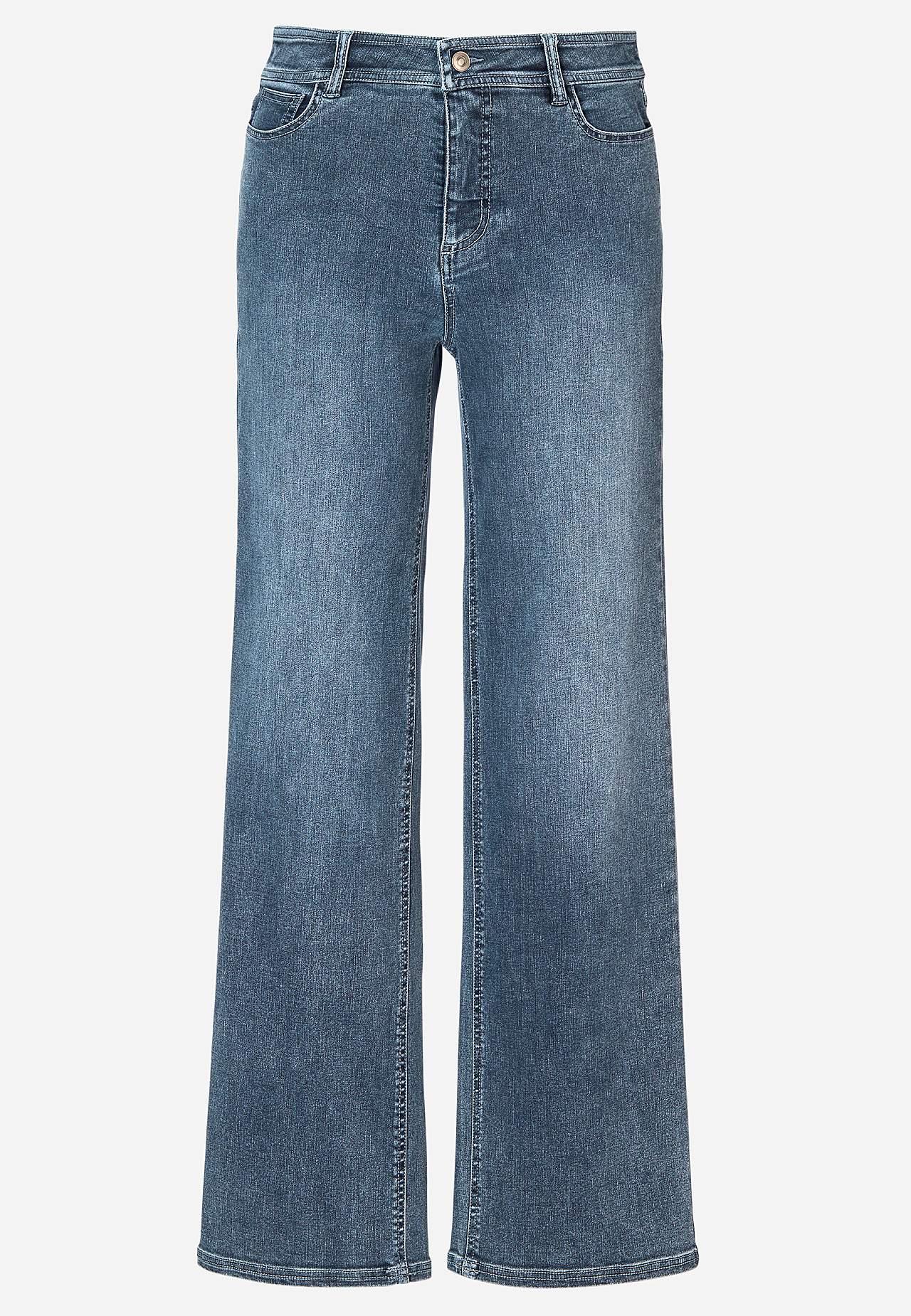 Brede jeans i denim med stræk Sara