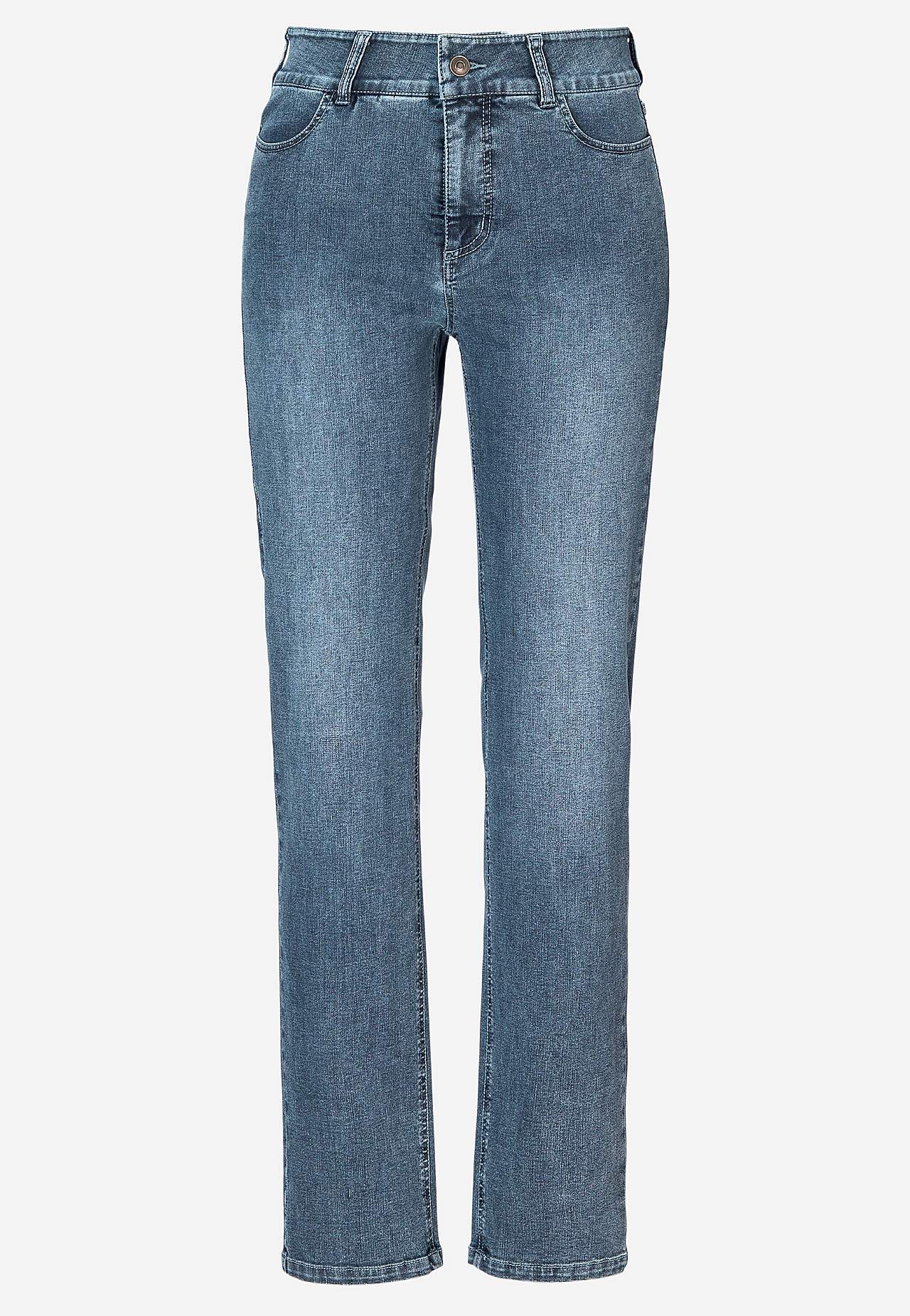 Lige jeans i denim med stræk Sara