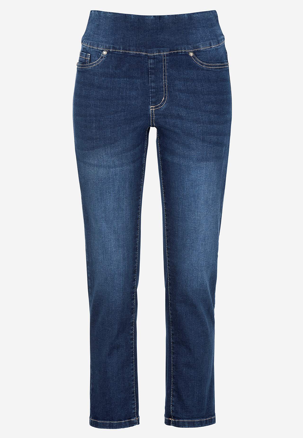 Superkomfortable ankeljeans i denim