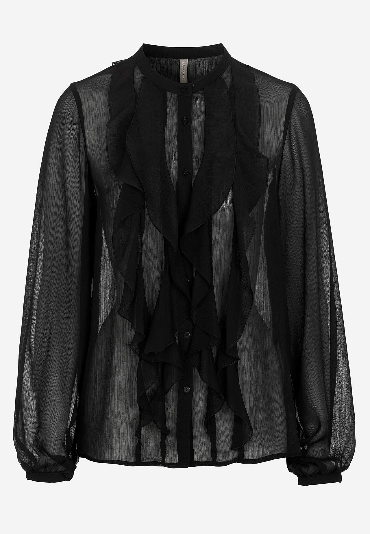 Chiffonbluse med volanter