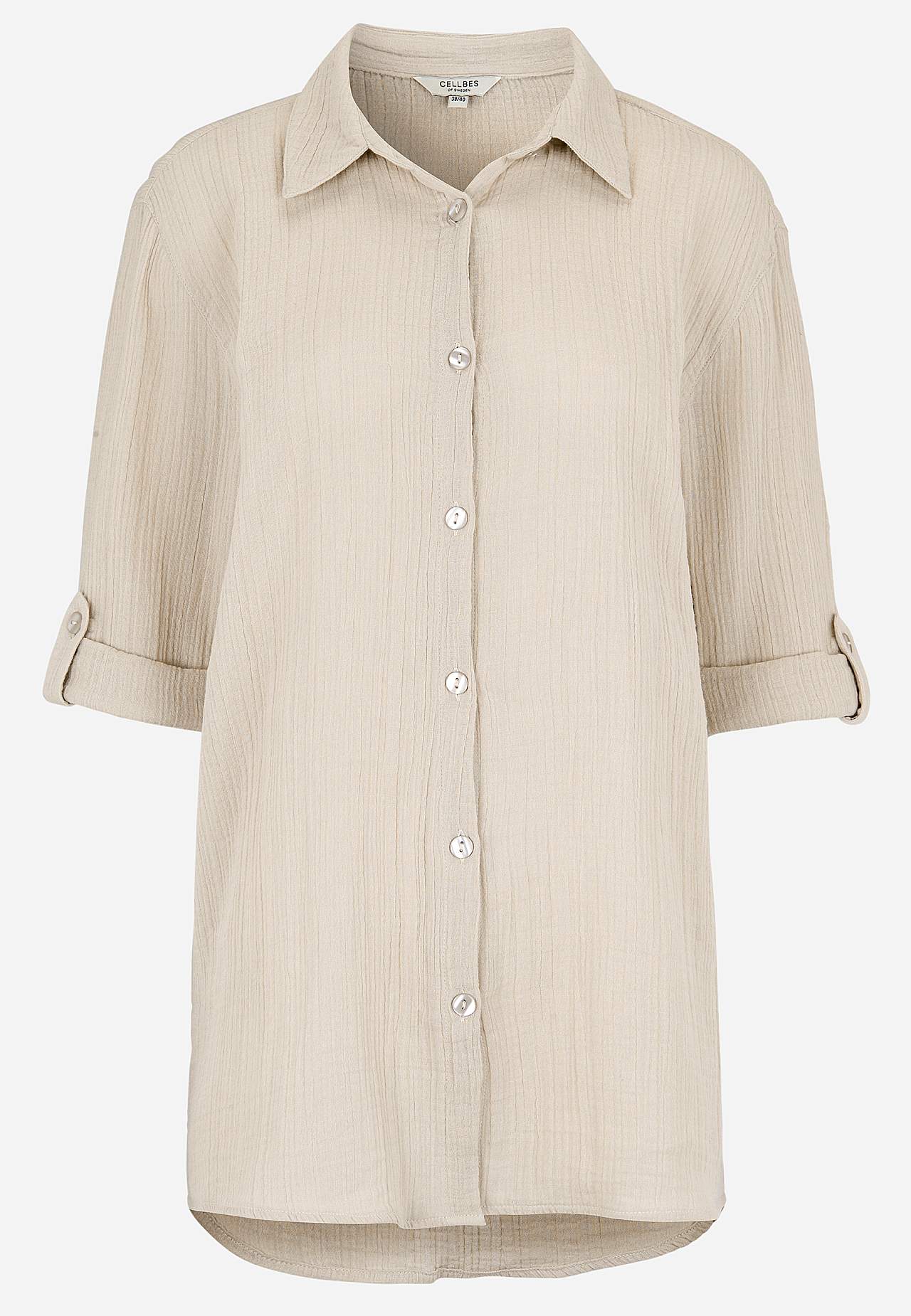 Lang skjorte i rynket bomuld