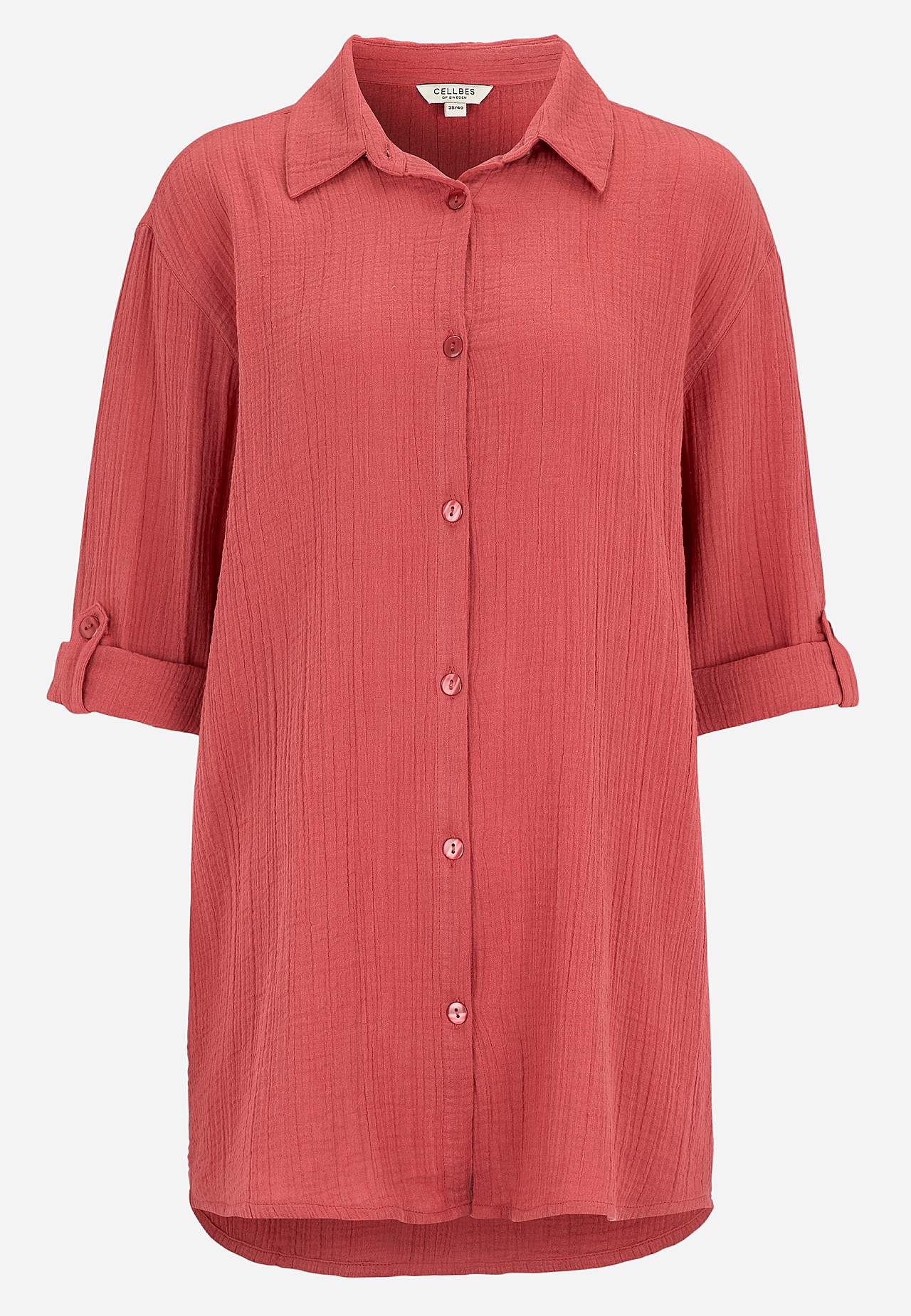 Lang skjorte i rynket bomuld