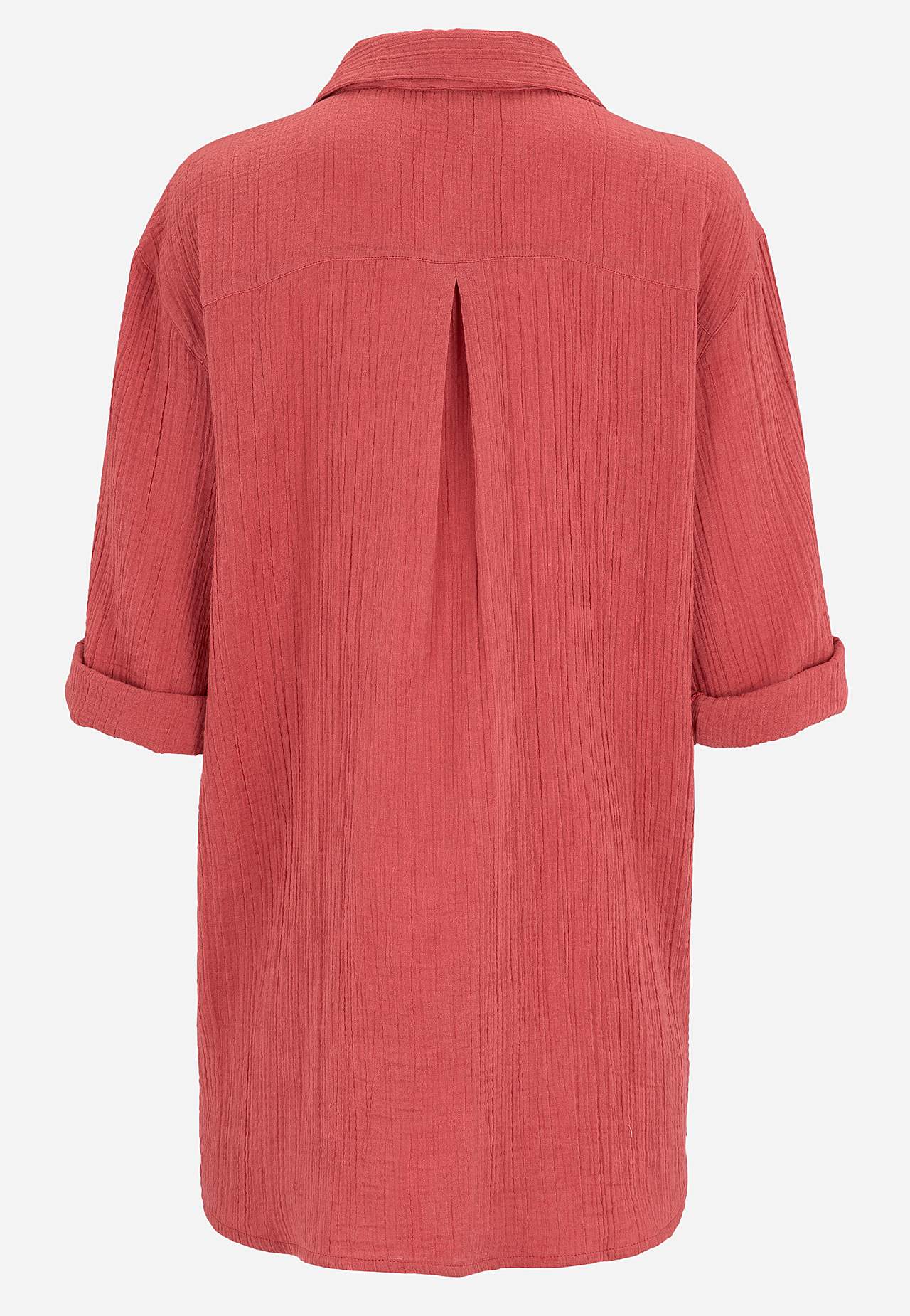 Lang skjorte i rynket bomuld