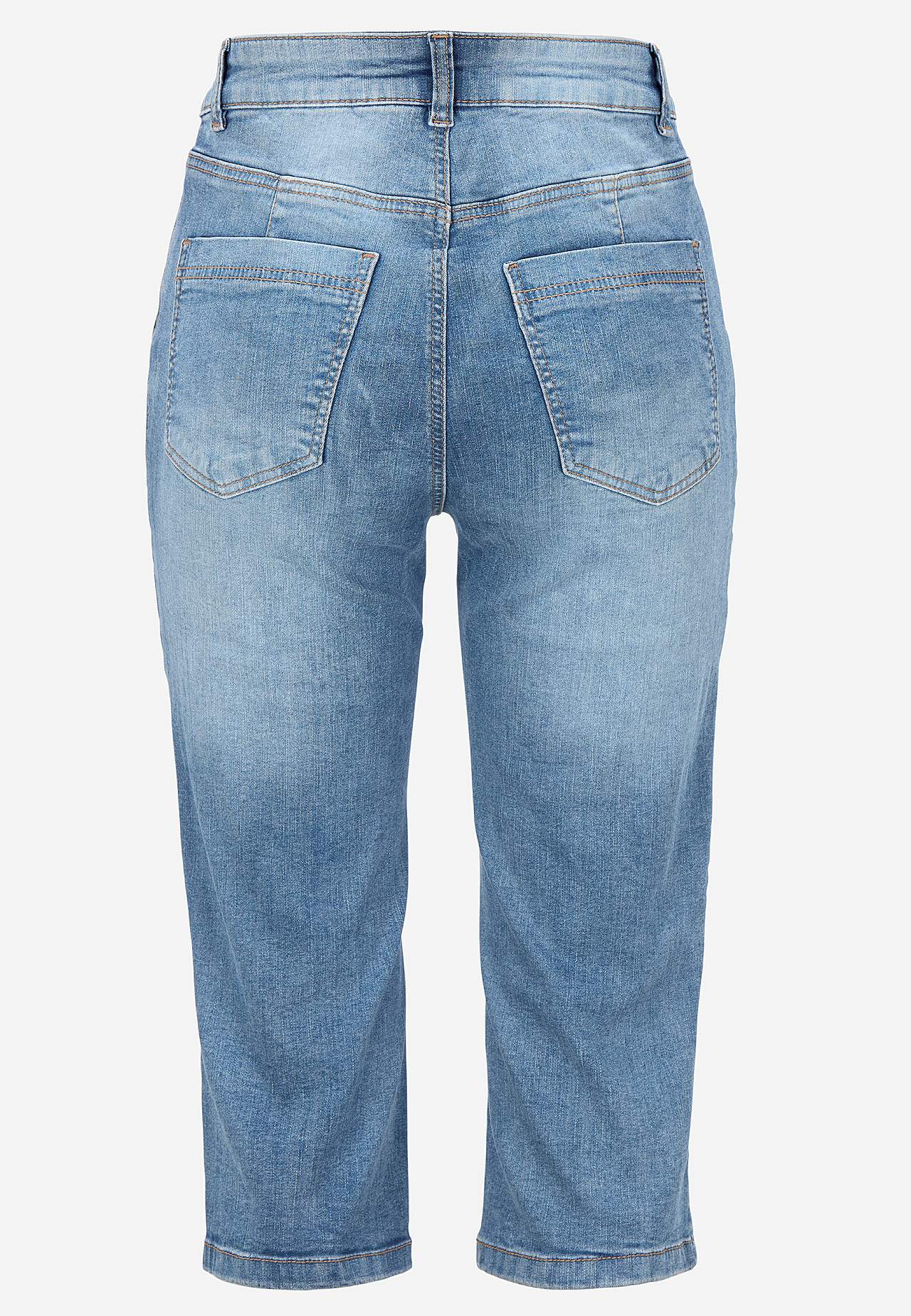 Elastiske crop jeans med syet pressefold