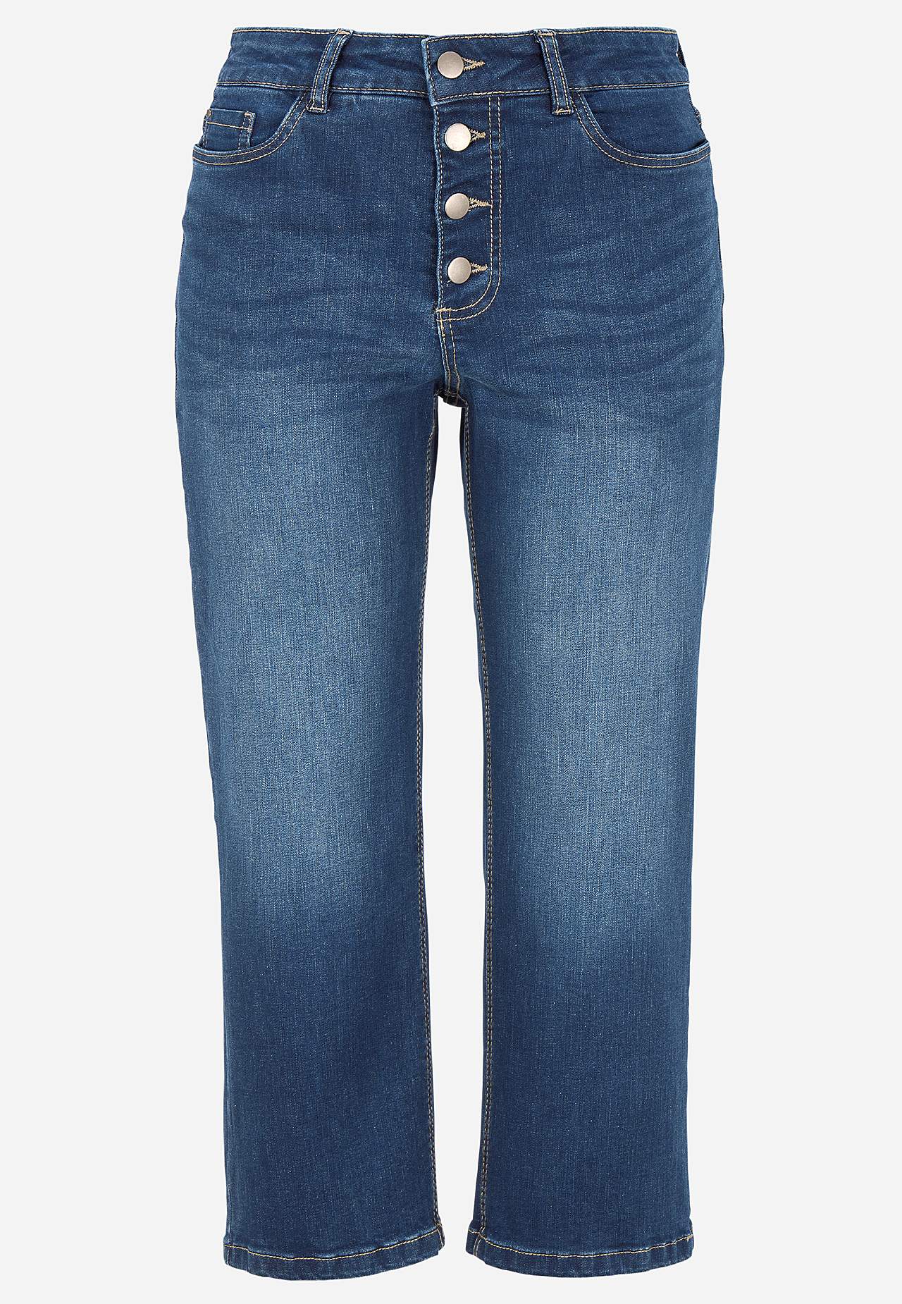 Crop jeans med knaplukning