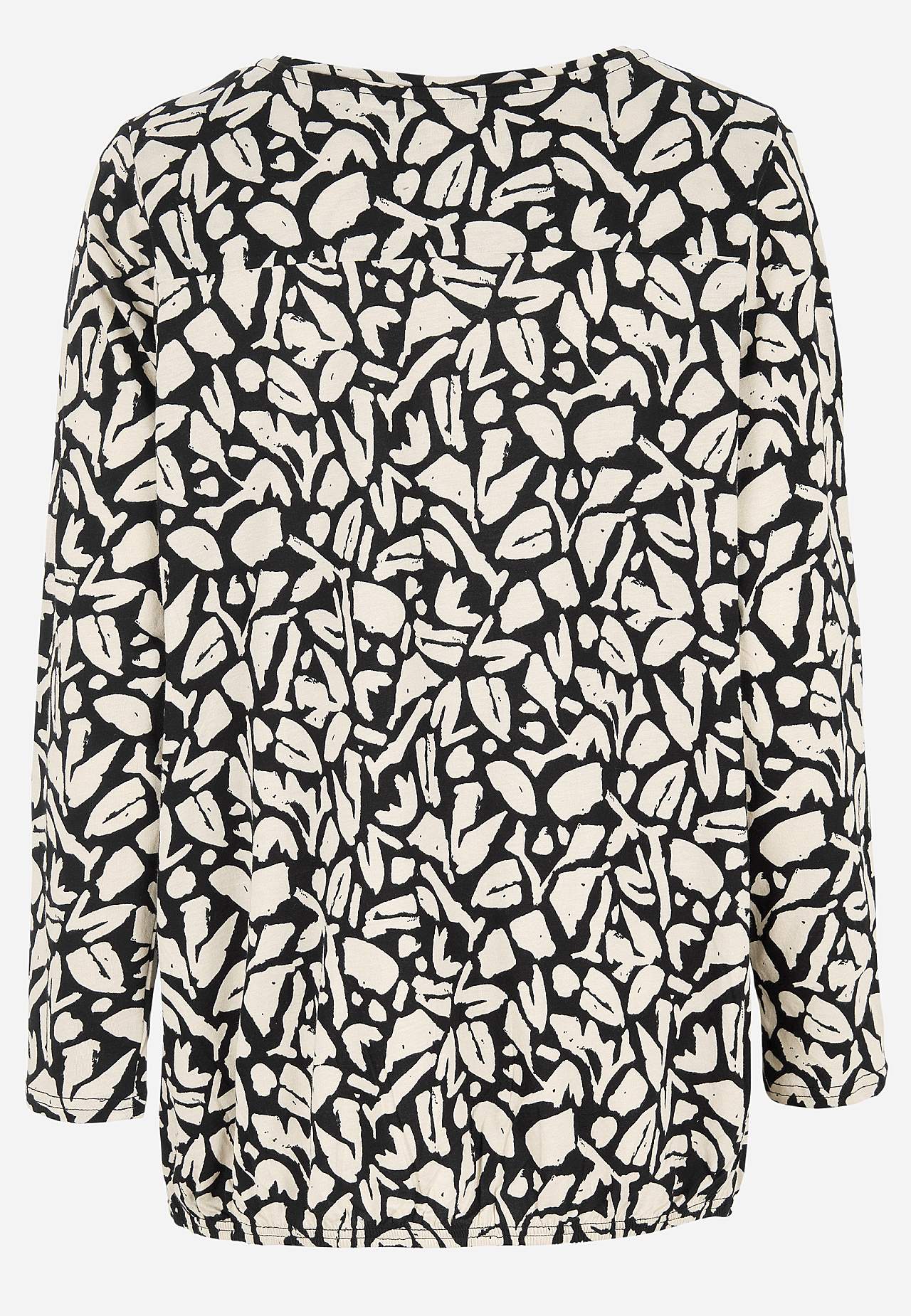 Mønstret jerseybluse med elastikkant