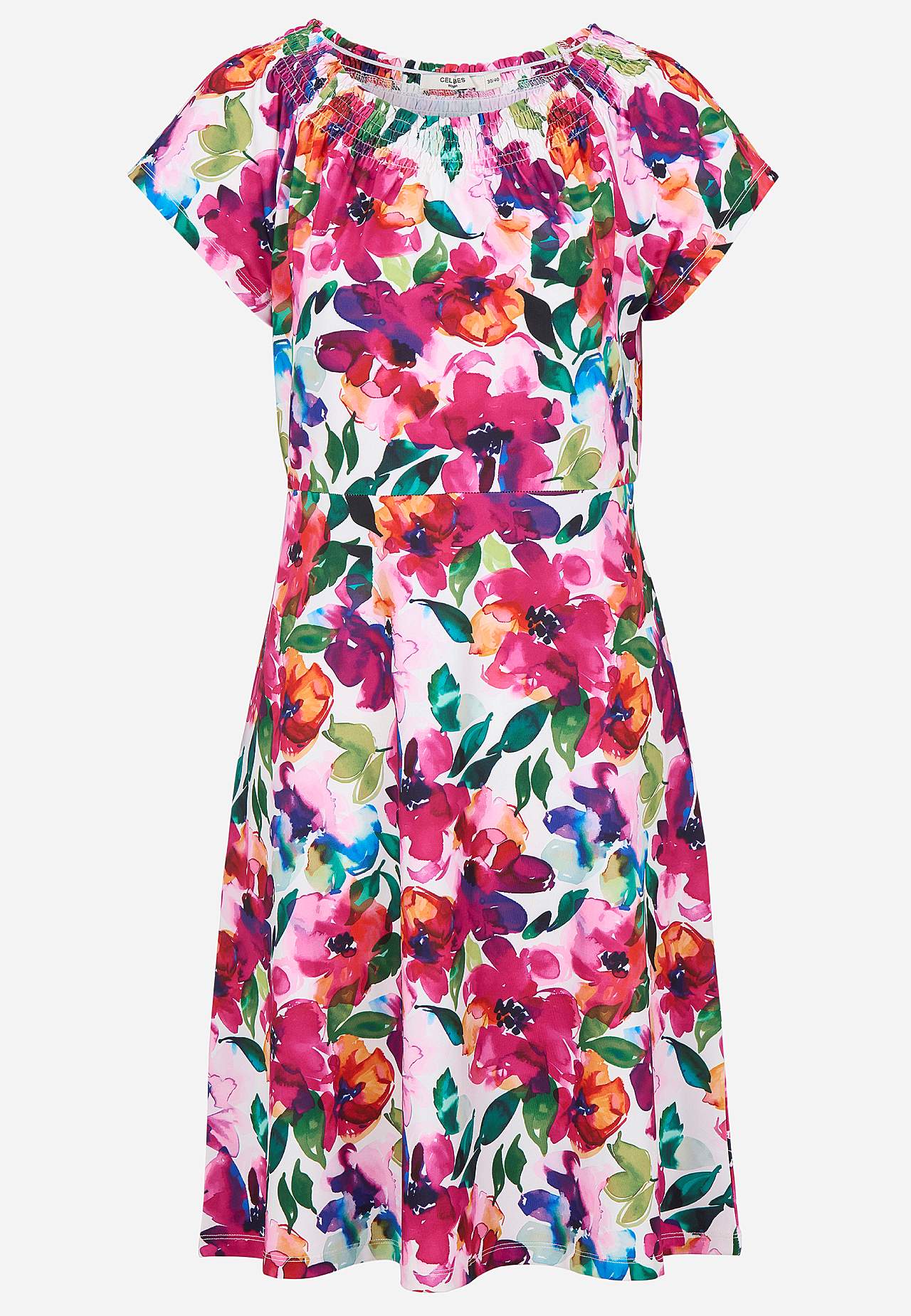 Jerseykjole med et blomstermønster