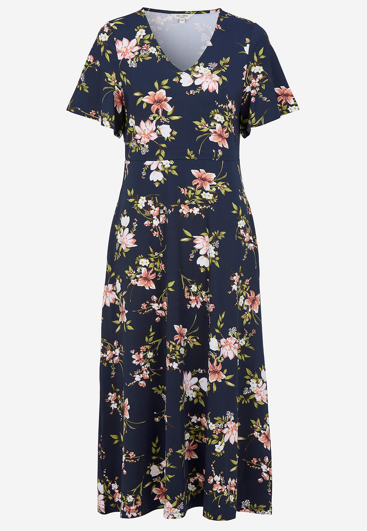 Jerseykjole med et blomstermønster