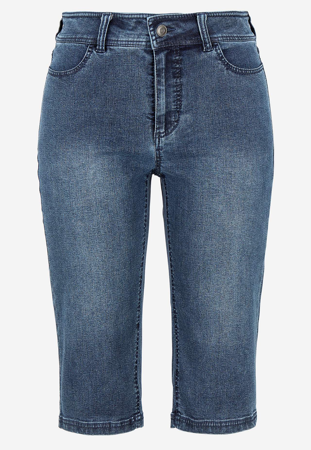 Crop jeans med superstræk