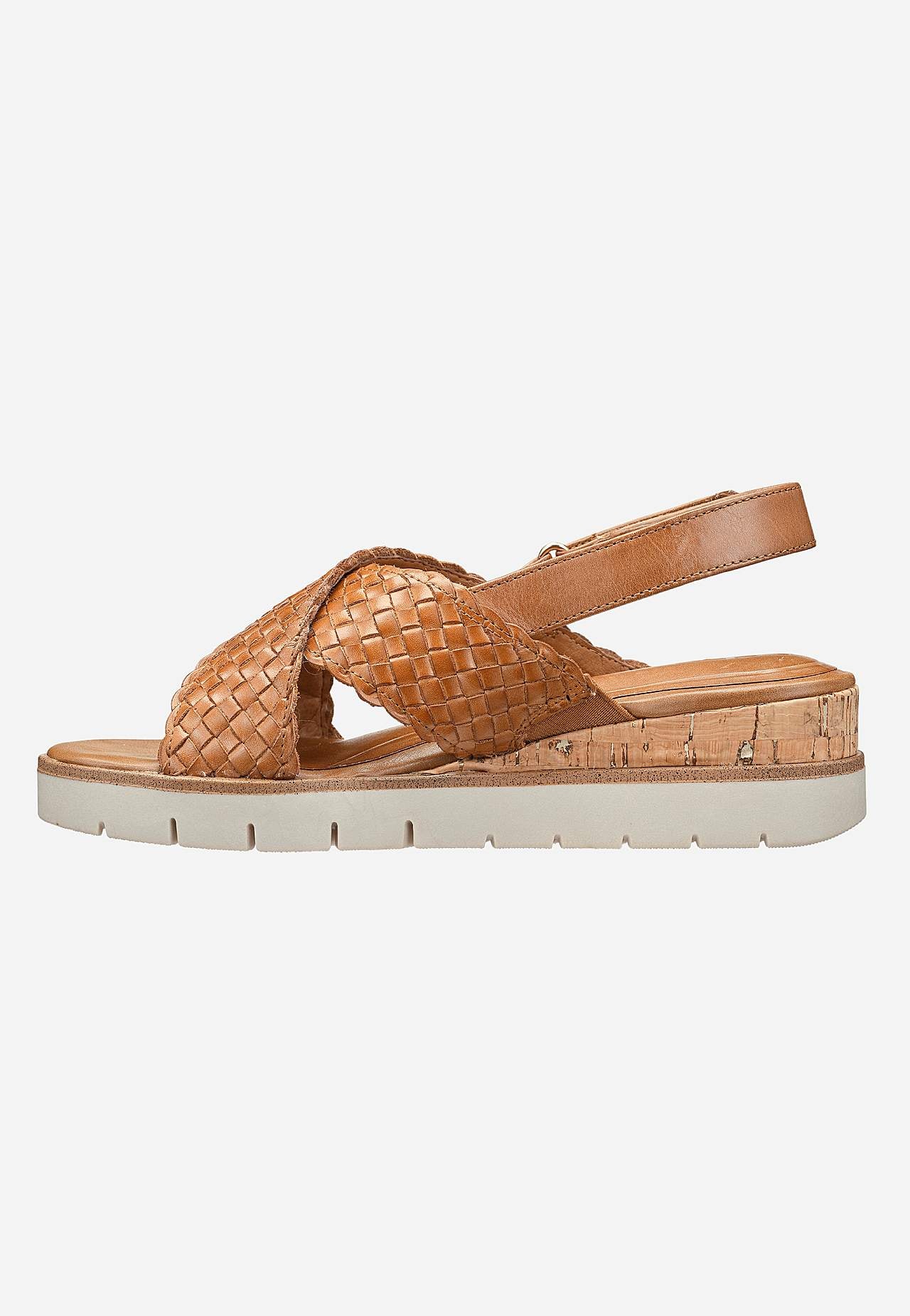 Lædersandal med wedgehæl