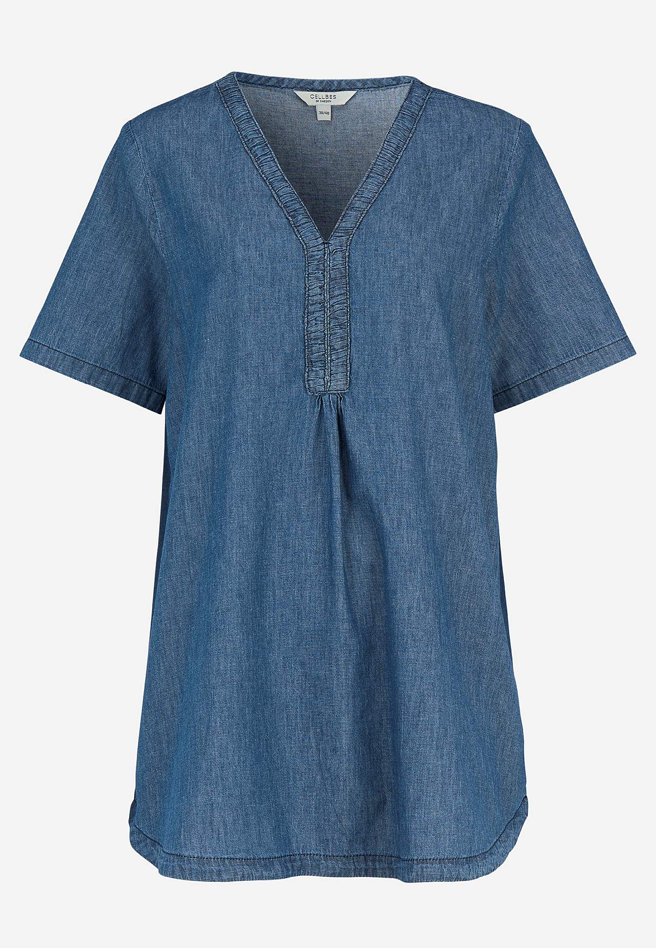 Denimtunika med dekorativ v-hals