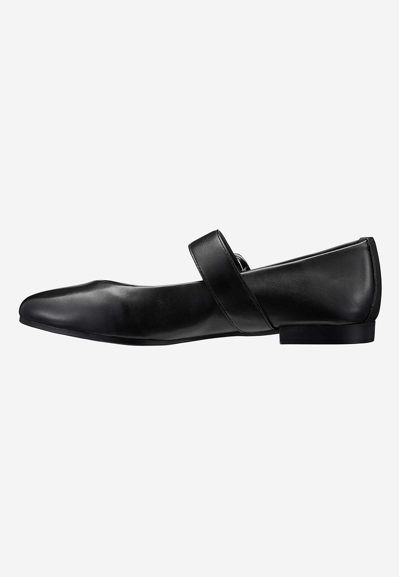 Ballerinasko i læder med rem