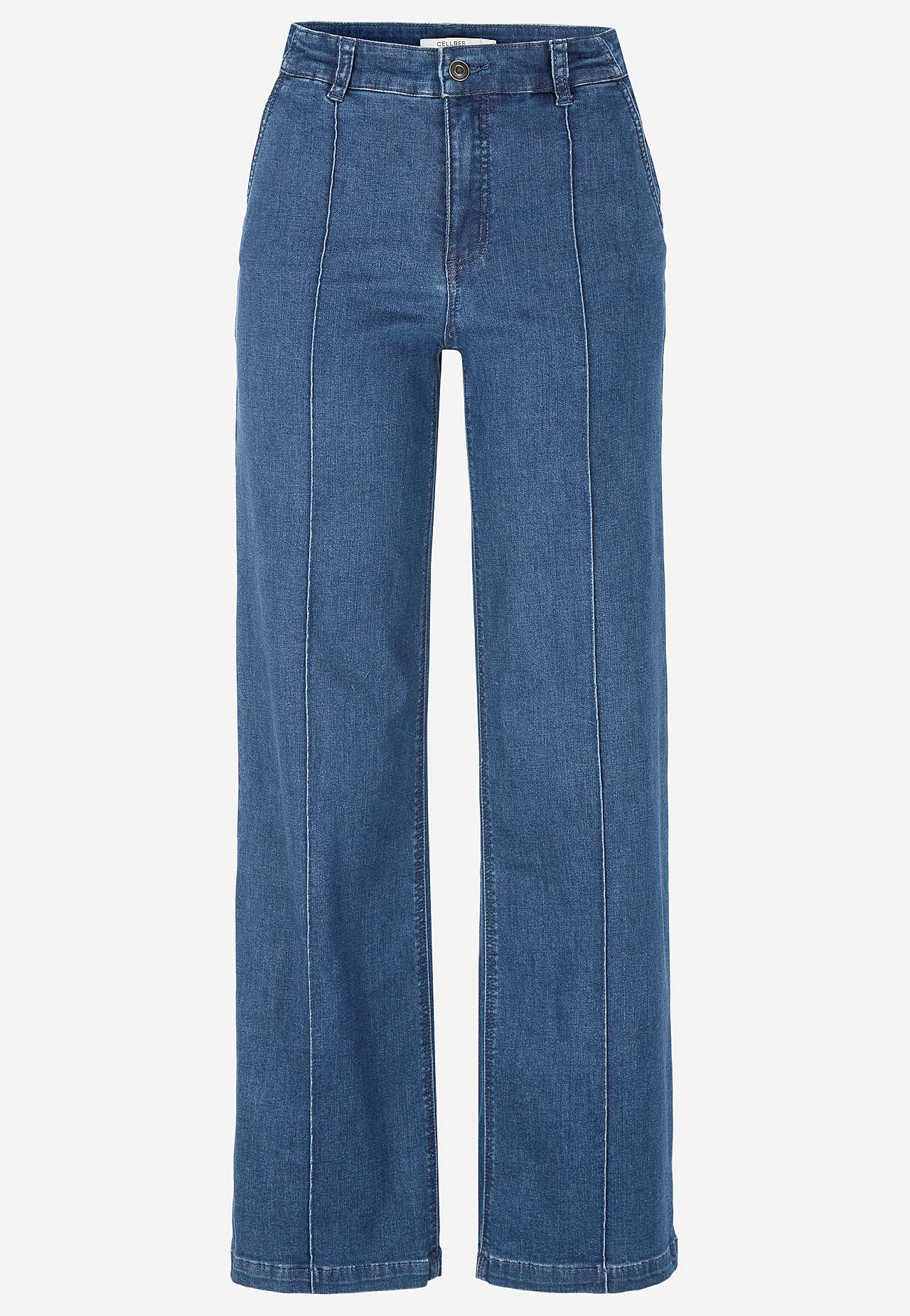 Brede jeans med syede pressefolder Mia