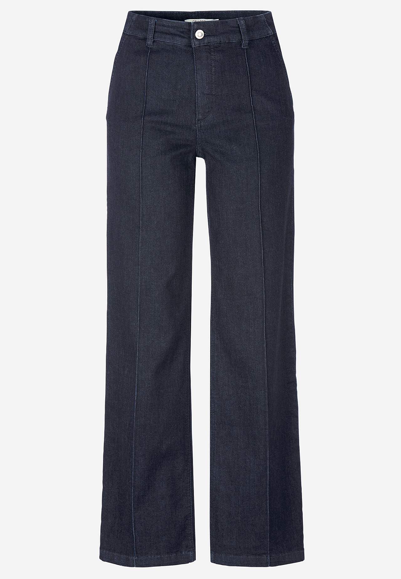 Brede jeans med syede pressefolder