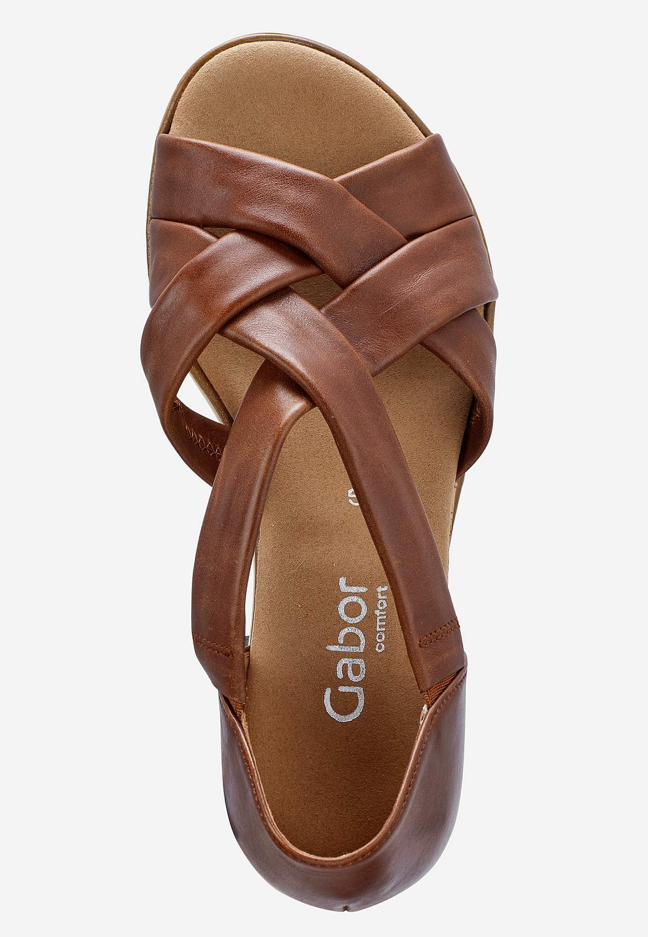 Lædersandal med dækket hæl